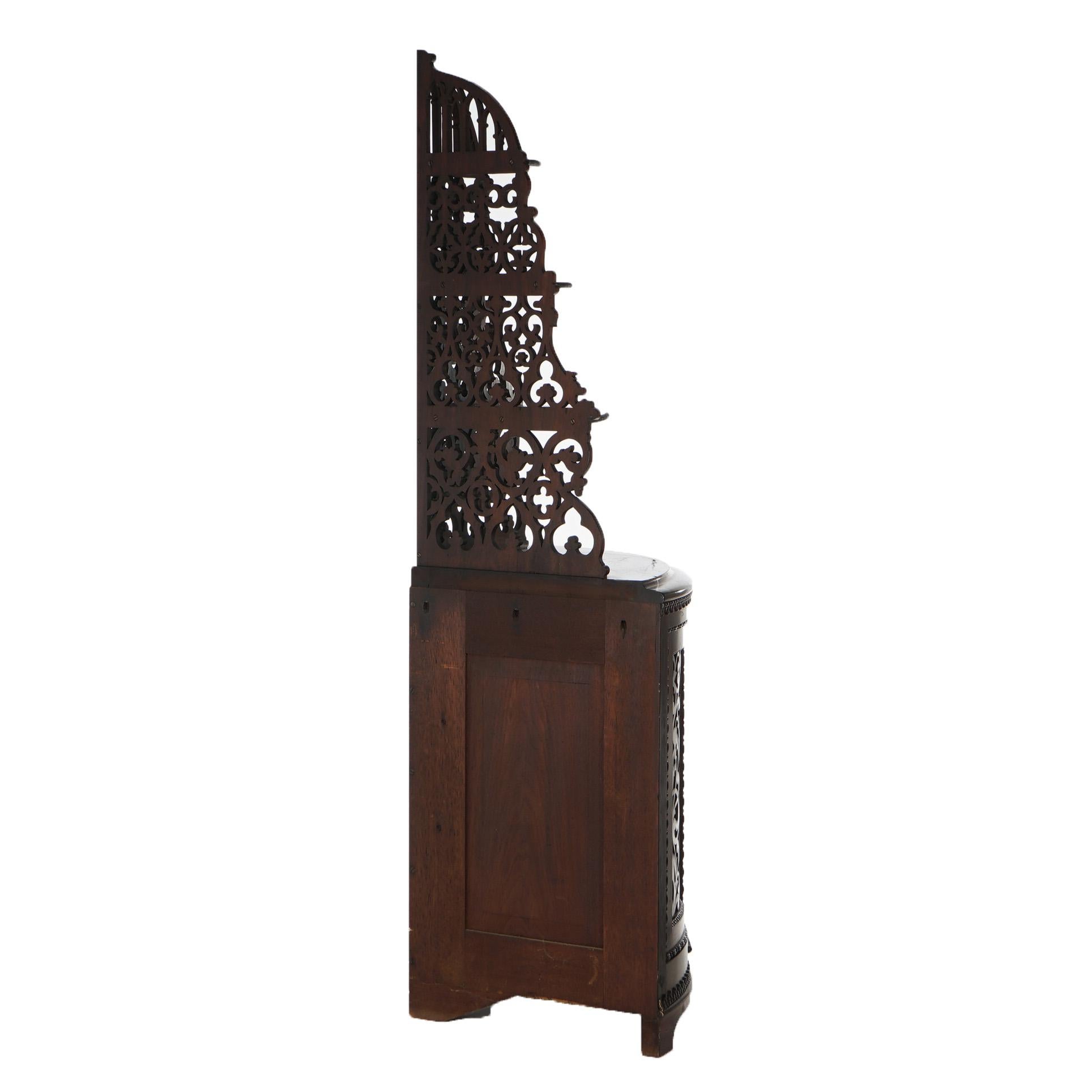 19th Century Antique Victorian Rosewood Etagere with Reticulated & Graduated Carved Shelving For Sale