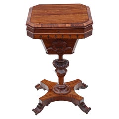 Antique Victorian Rosewood Gothic Work Side Sewing Table Box