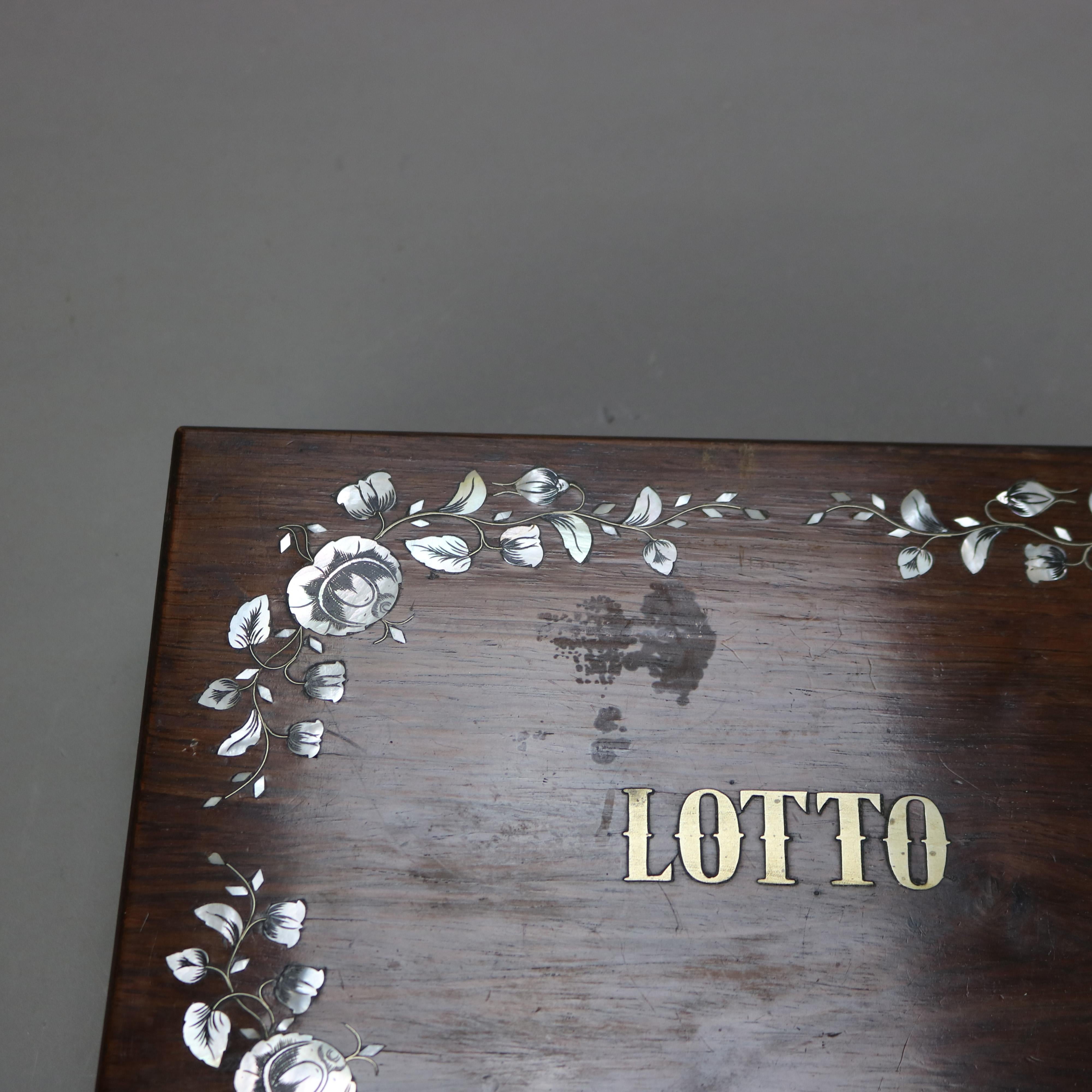 Antigua caja de lotería victoriana de palisandro con incrustaciones de nácar C1890 en venta 1