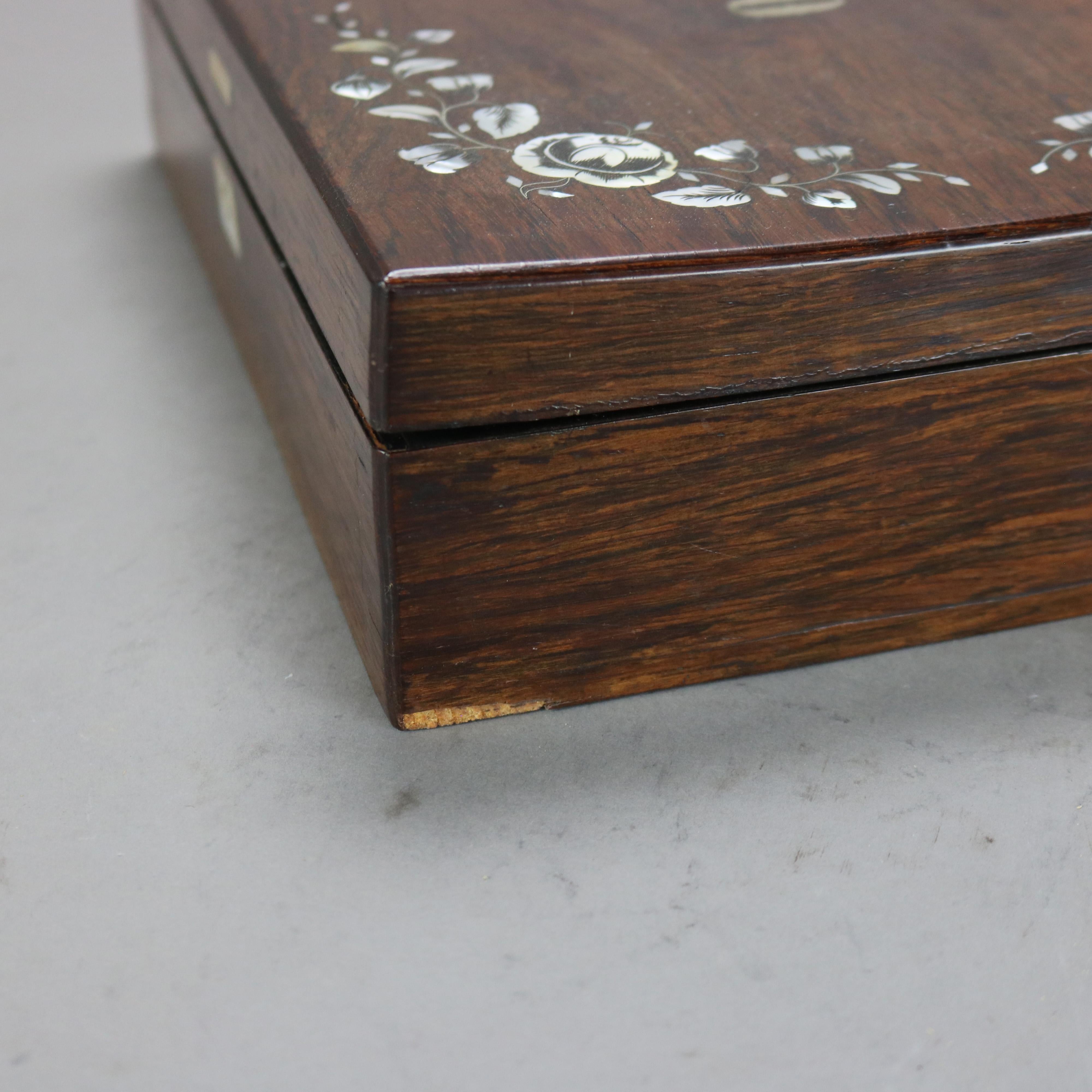 Antigua caja de lotería victoriana de palisandro con incrustaciones de nácar C1890 en venta 2