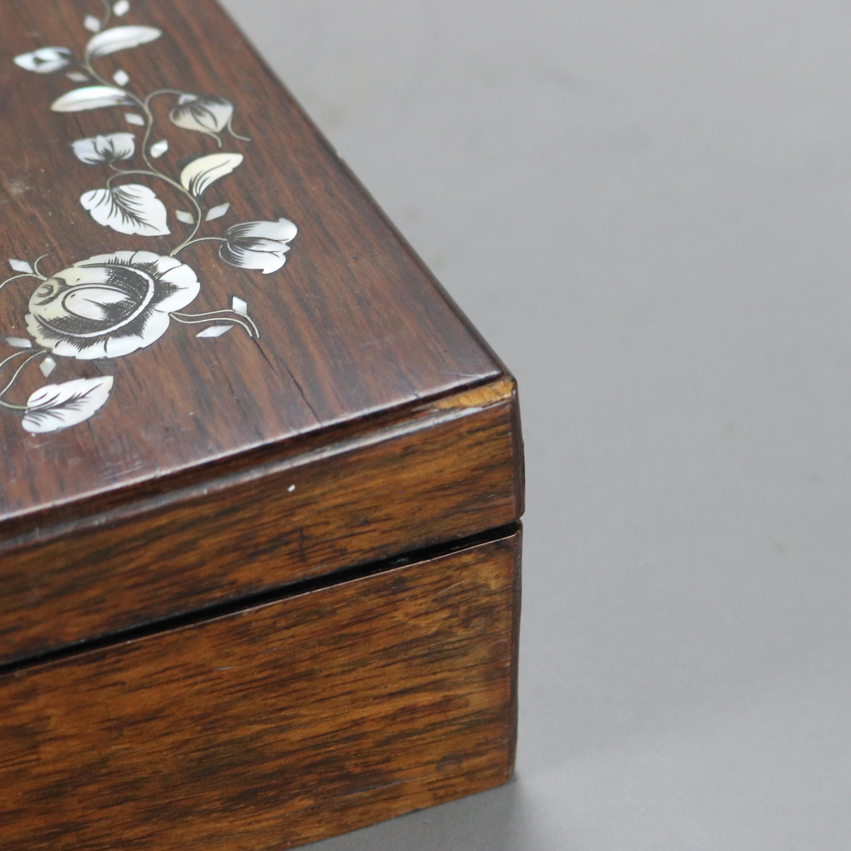 Antigua caja de lotería victoriana de palisandro con incrustaciones de nácar C1890 en venta 3
