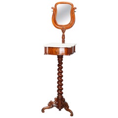 Antique Victorian Rosewood Marble-Top Shaving Mirror Stand, Circa 1880