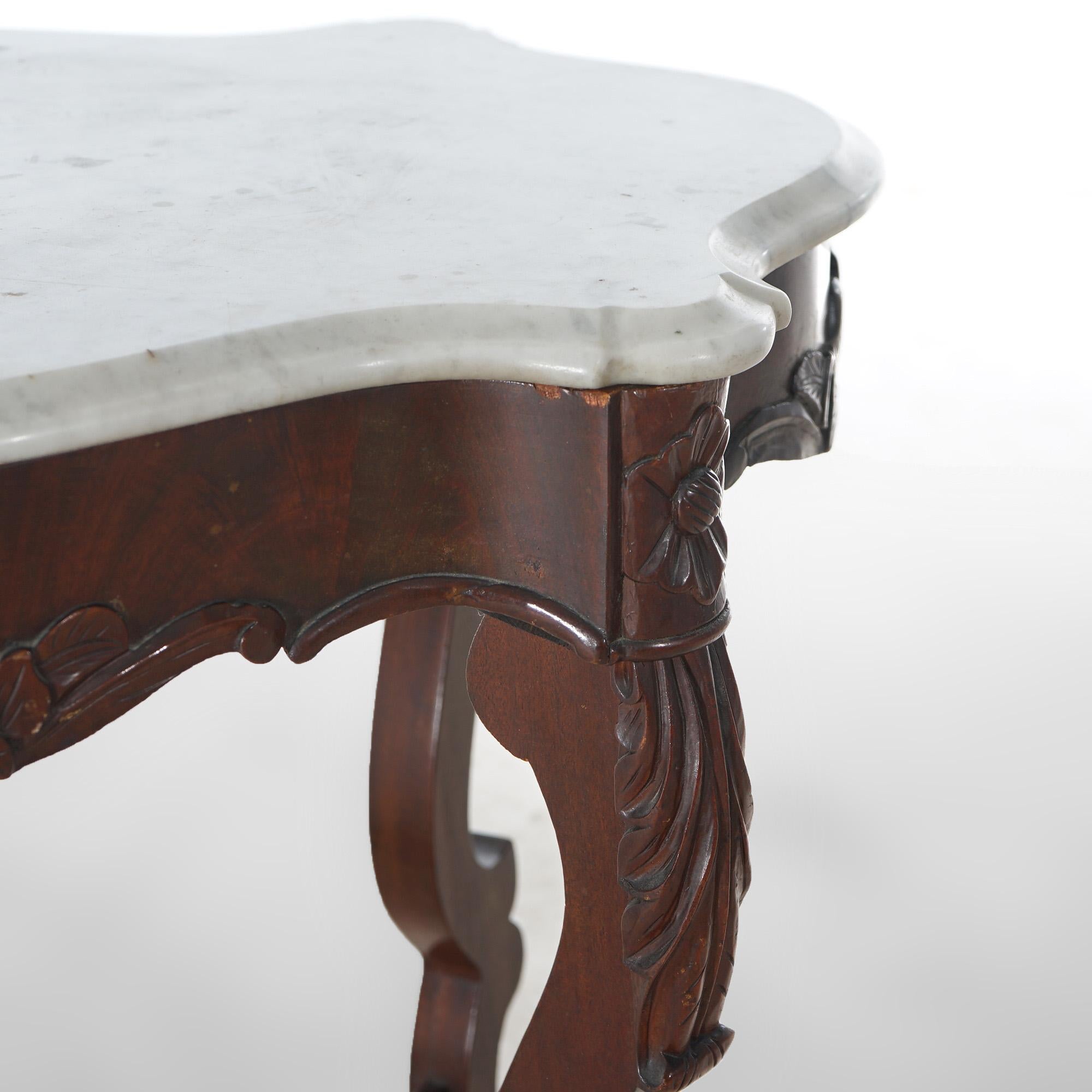 Antique Victorian Rosewood & Marble Turtle Top Parlor Table C1890 For Sale 2