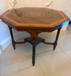 Antique Victorian Rosewood Marquetry Inlaid Octagonal Centre Table