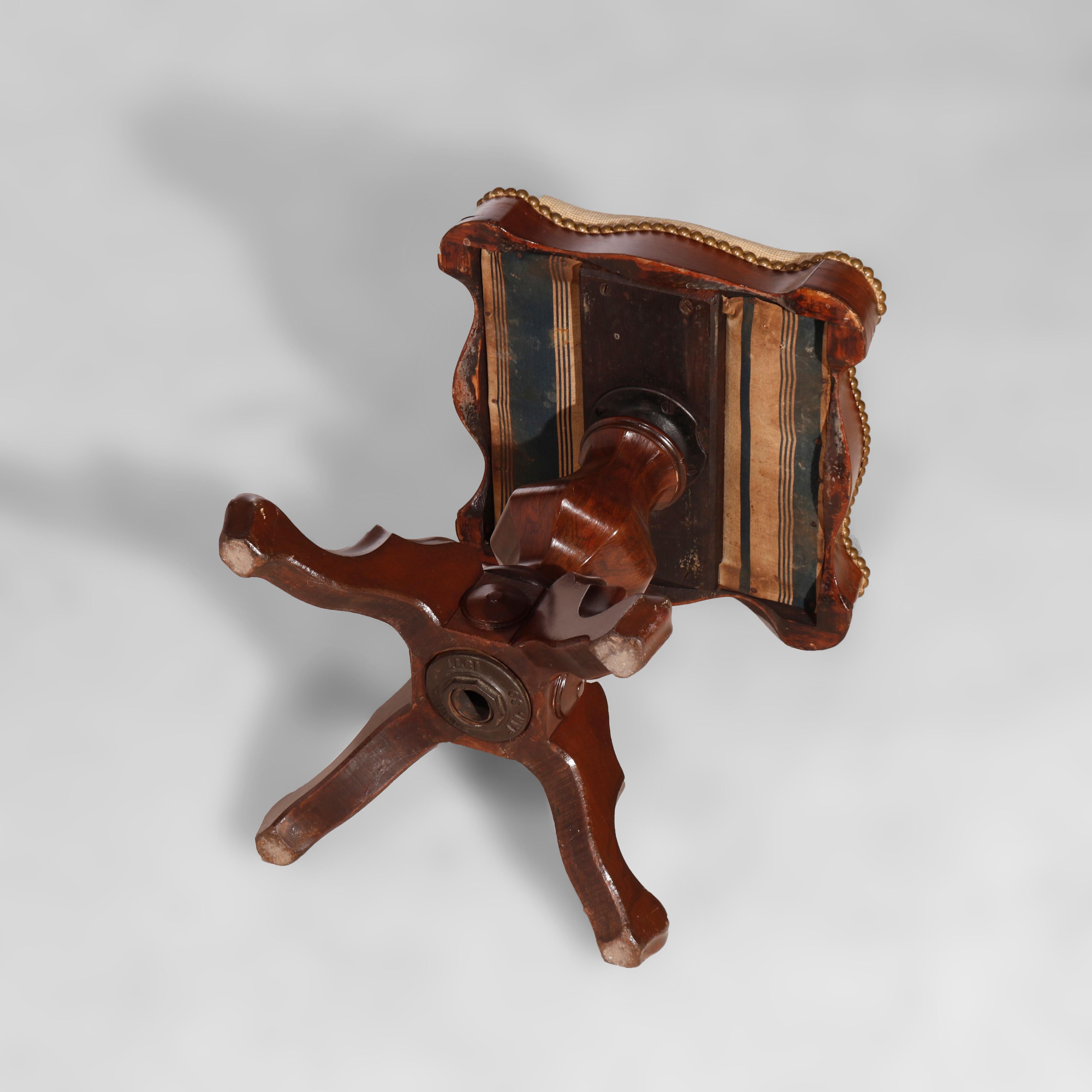 Antique Victorian Rosewood Piano Stool, circa 1880 2