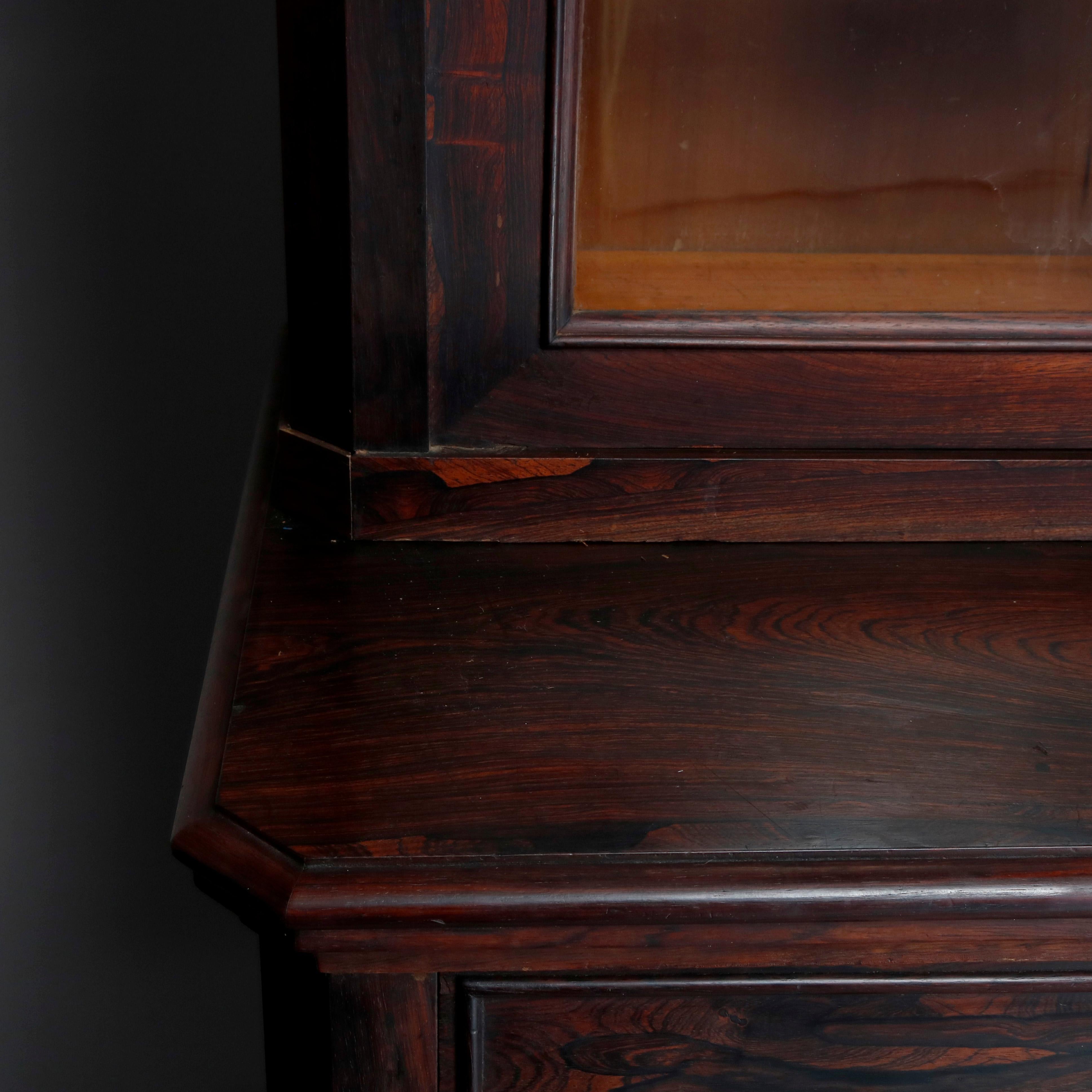 Antique Victorian Rosewood Secretary Drop Front Desk with Bookcase, circa 1870 6
