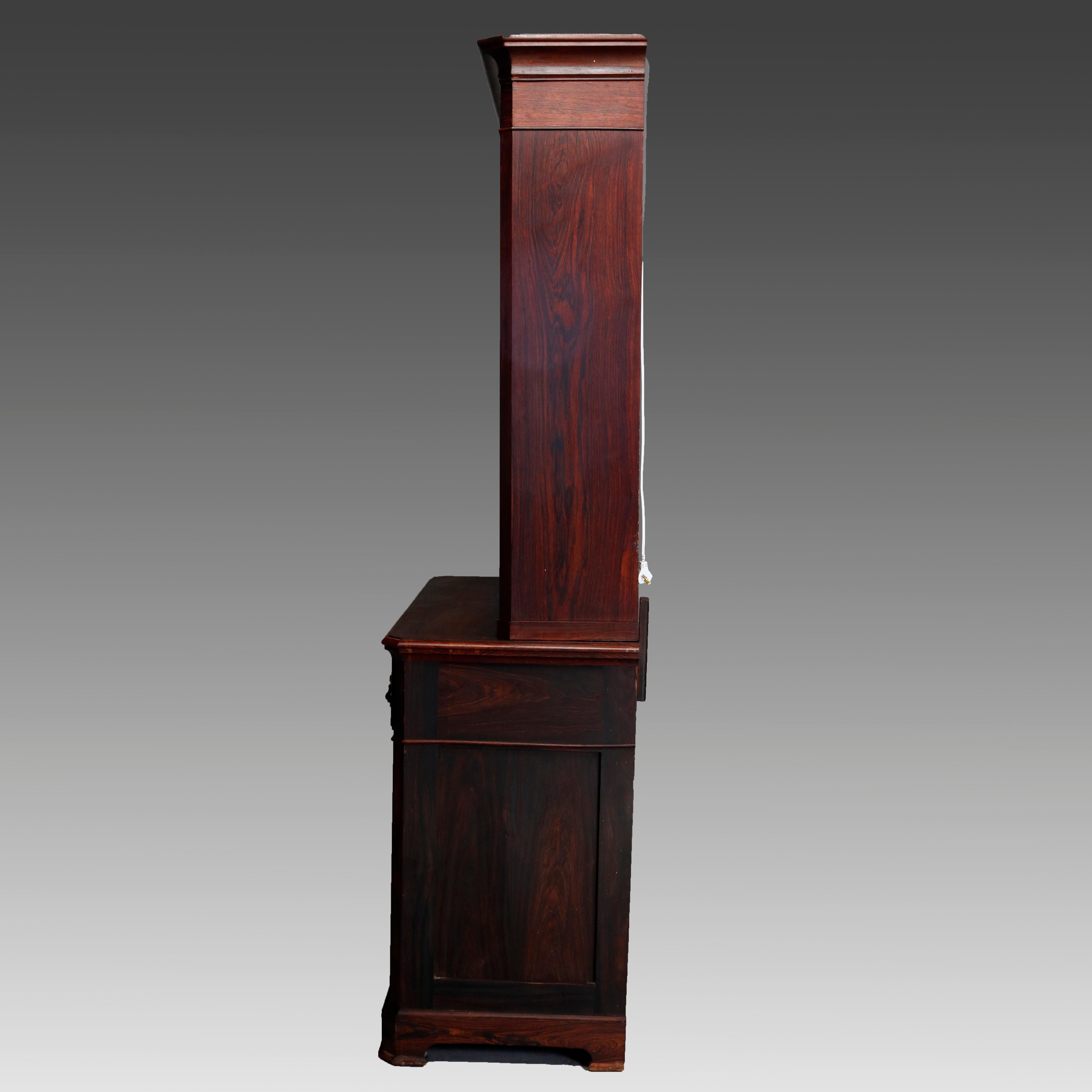 Antique Victorian Rosewood Secretary Drop Front Desk with Bookcase, circa 1870 8