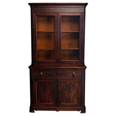 Antique Victorian Rosewood Secretary Drop Front Desk with Bookcase, circa 1870