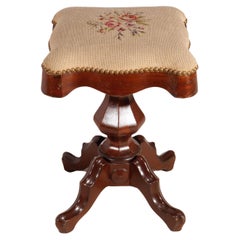 Antique Victorian Rosewood with Needlepoint Piano Stool, circa 1880