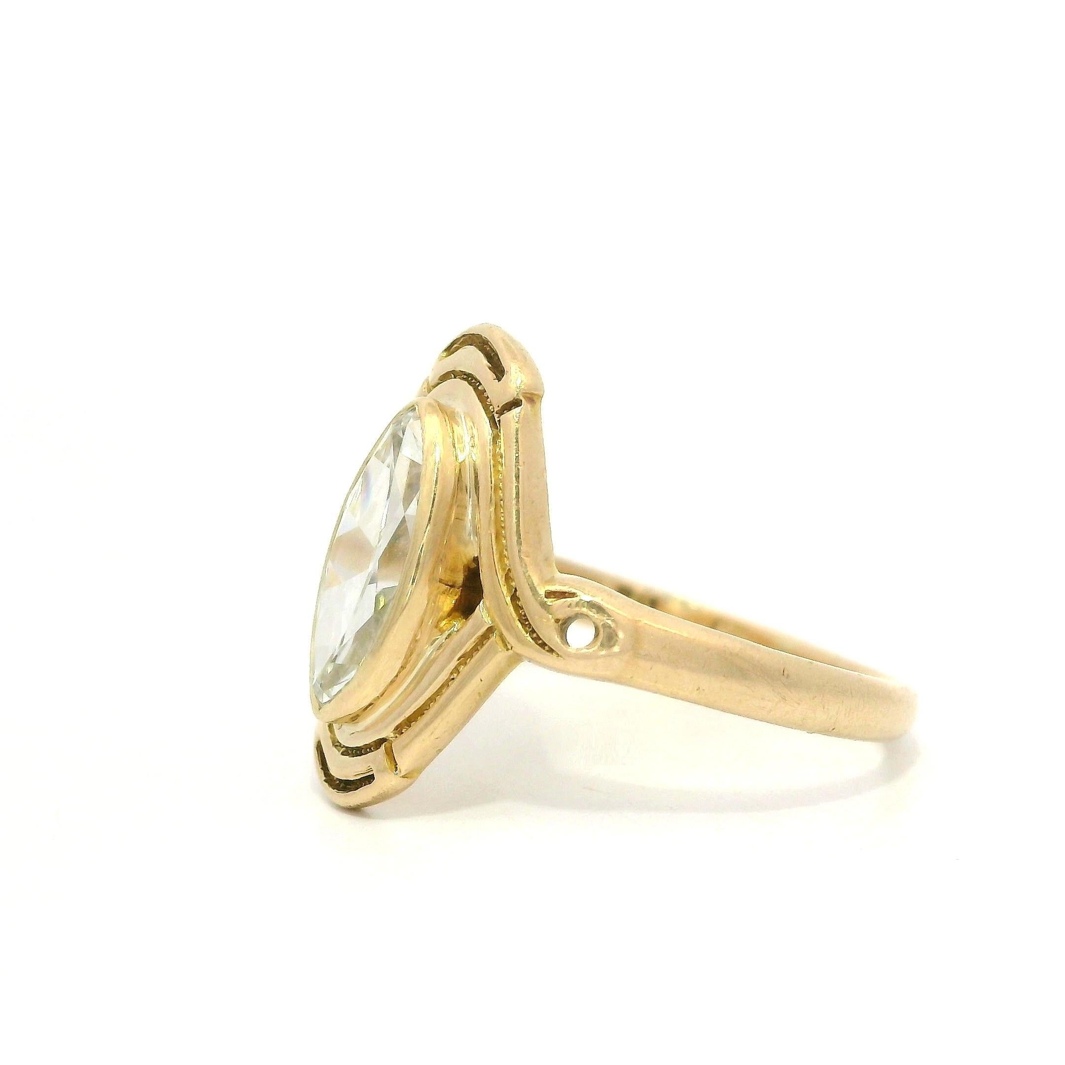 Anillo solitario con bisel de diamantes marquesa antiguos de oro rosa victoriano GIA .97ct en venta 8
