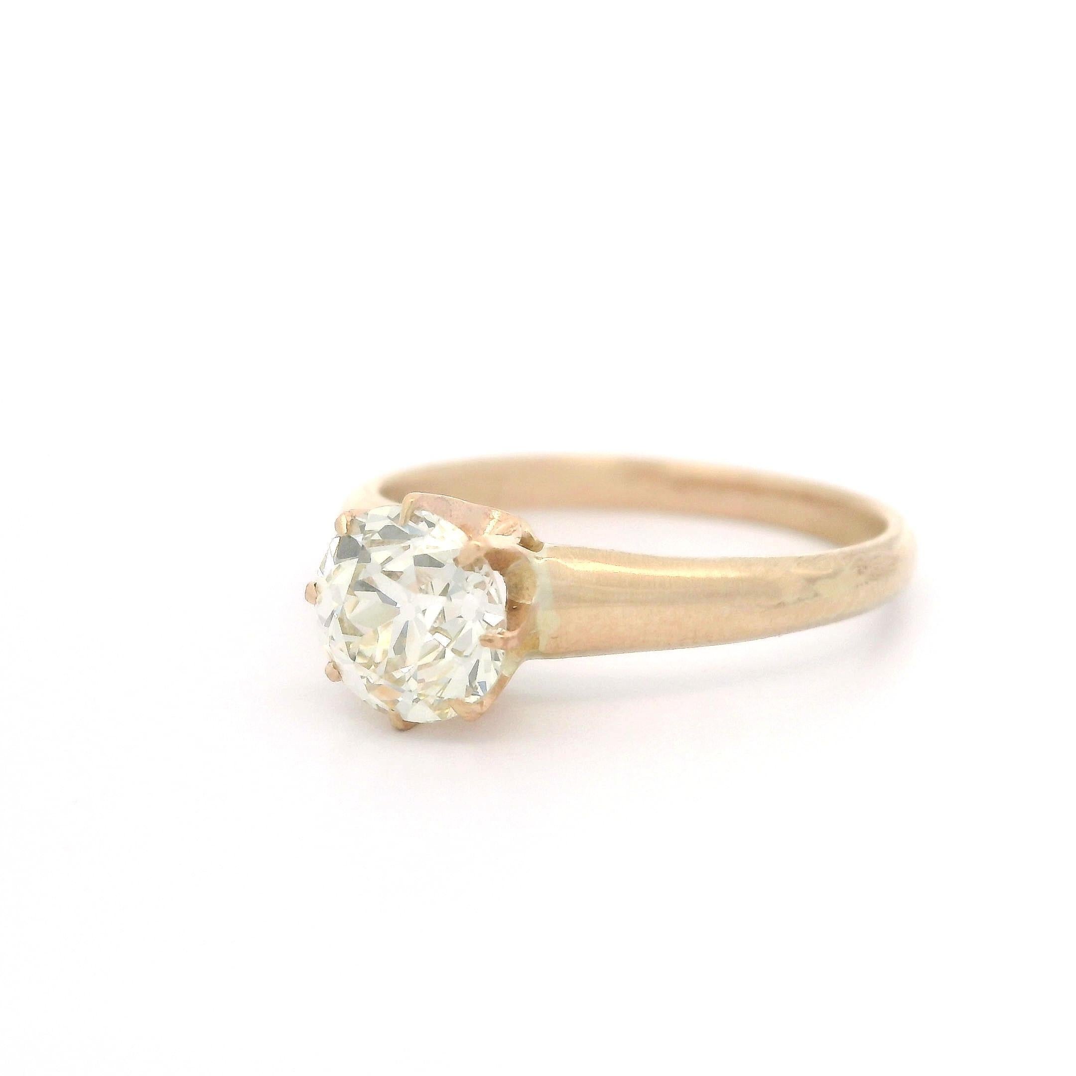 Antiguo Anillo de Compromiso Victoriano de Oro Amarillo Rosado con Solitario de Diamante Antiguo de 0,85 ct en venta 5
