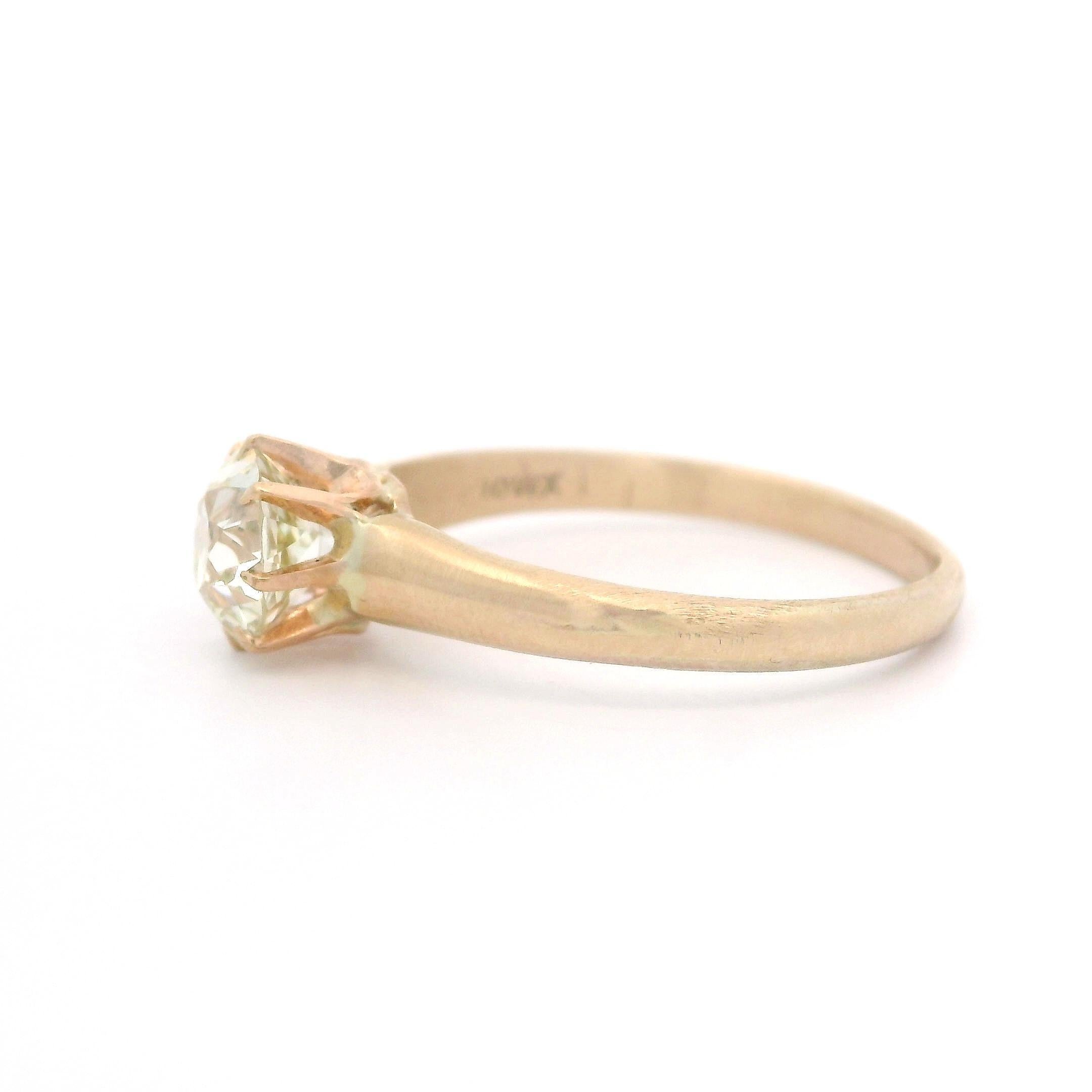 Antiguo Anillo de Compromiso Victoriano de Oro Amarillo Rosado con Solitario de Diamante Antiguo de 0,85 ct en venta 6