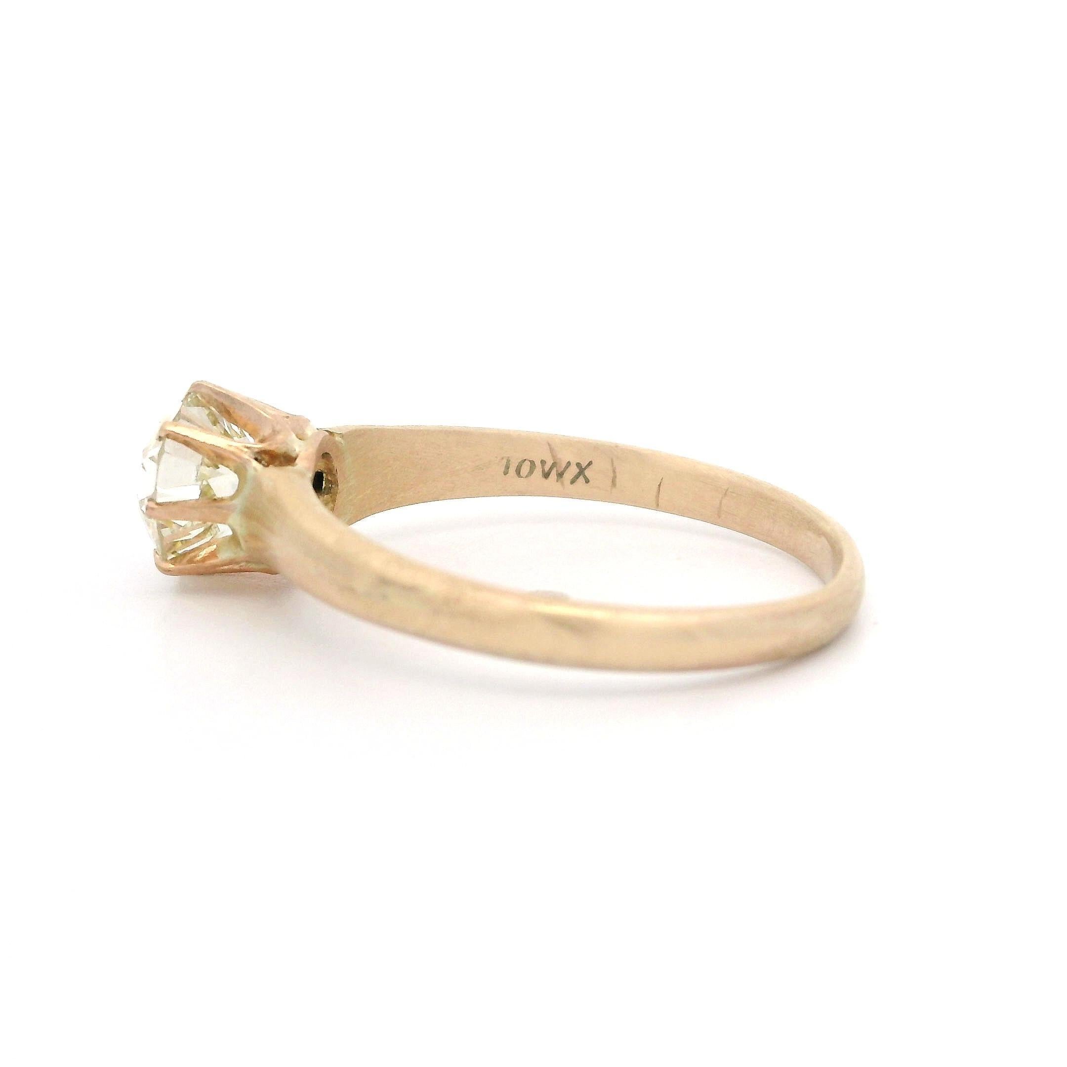 Antiguo Anillo de Compromiso Victoriano de Oro Amarillo Rosado con Solitario de Diamante Antiguo de 0,85 ct en venta 8