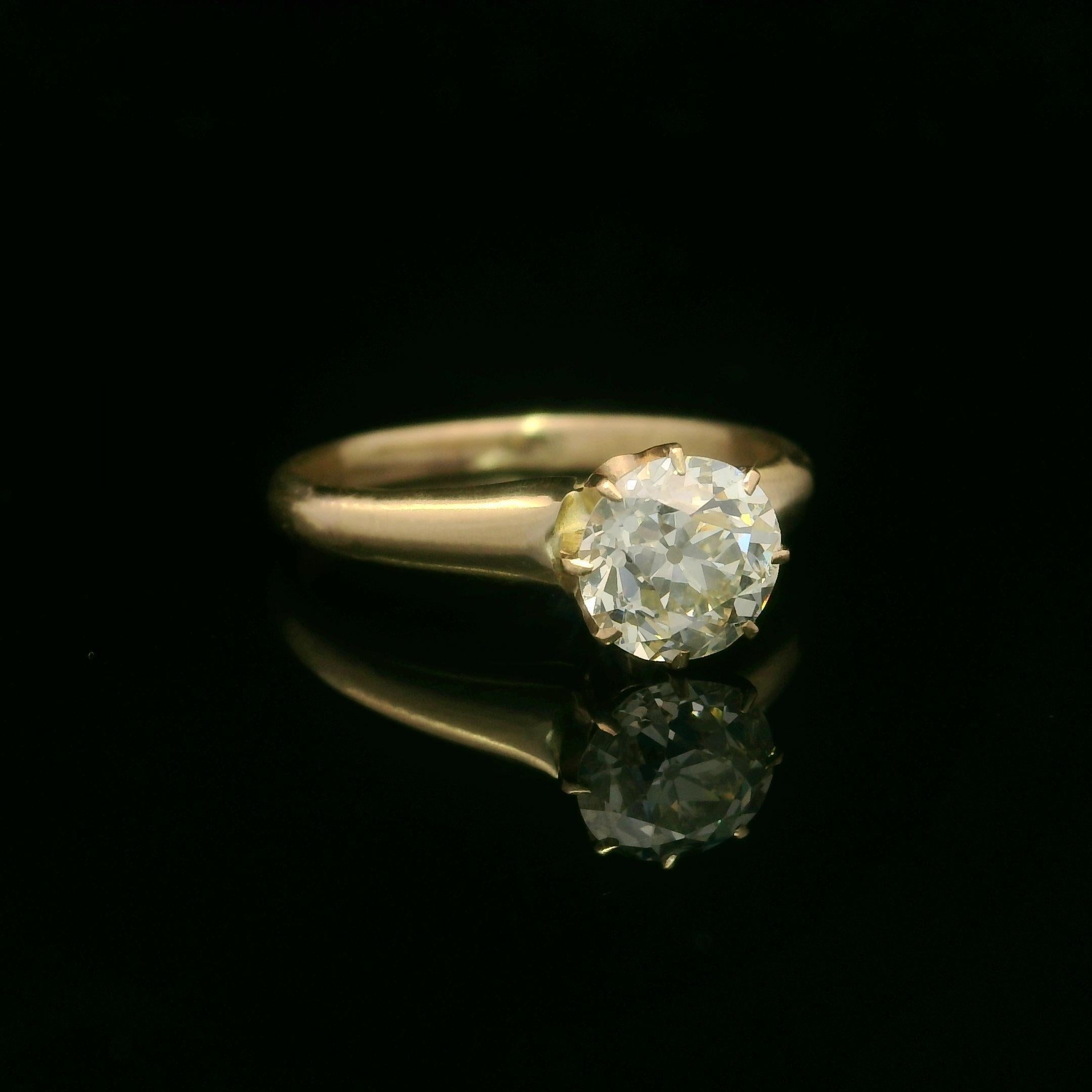 Antiguo Anillo de Compromiso Victoriano de Oro Amarillo Rosado con Solitario de Diamante Antiguo de 0,85 ct en Bueno estado para la venta en Montclair, NJ