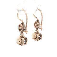 Antique Victorian Rosy Yellow Gold Opal Drop Dangle Hook Earrings