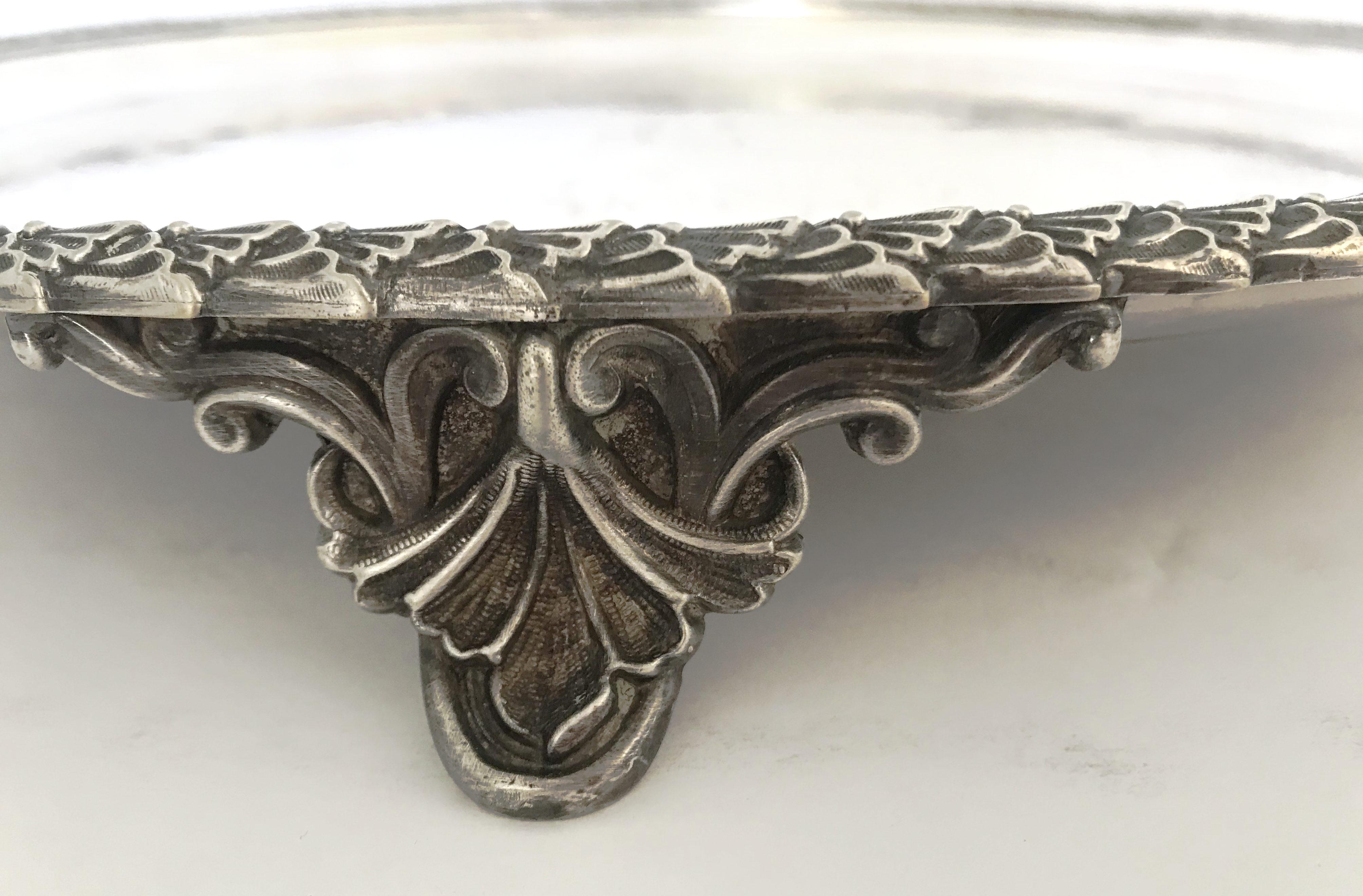 Antigua bandeja redonda victoriana de plata de Mappin Brothers Victoriano en venta