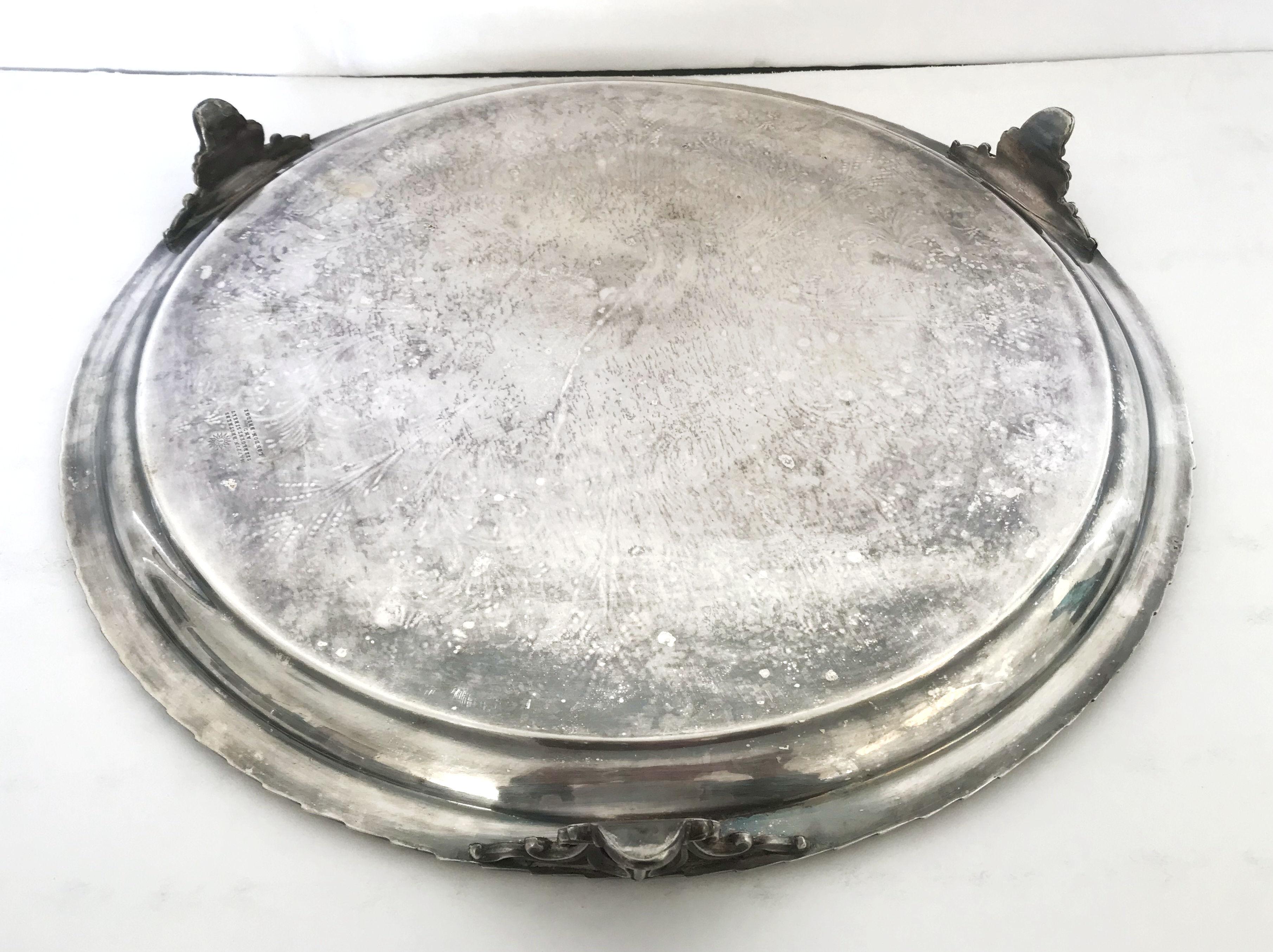 Antigua bandeja redonda victoriana de plata de Mappin Brothers en venta 1
