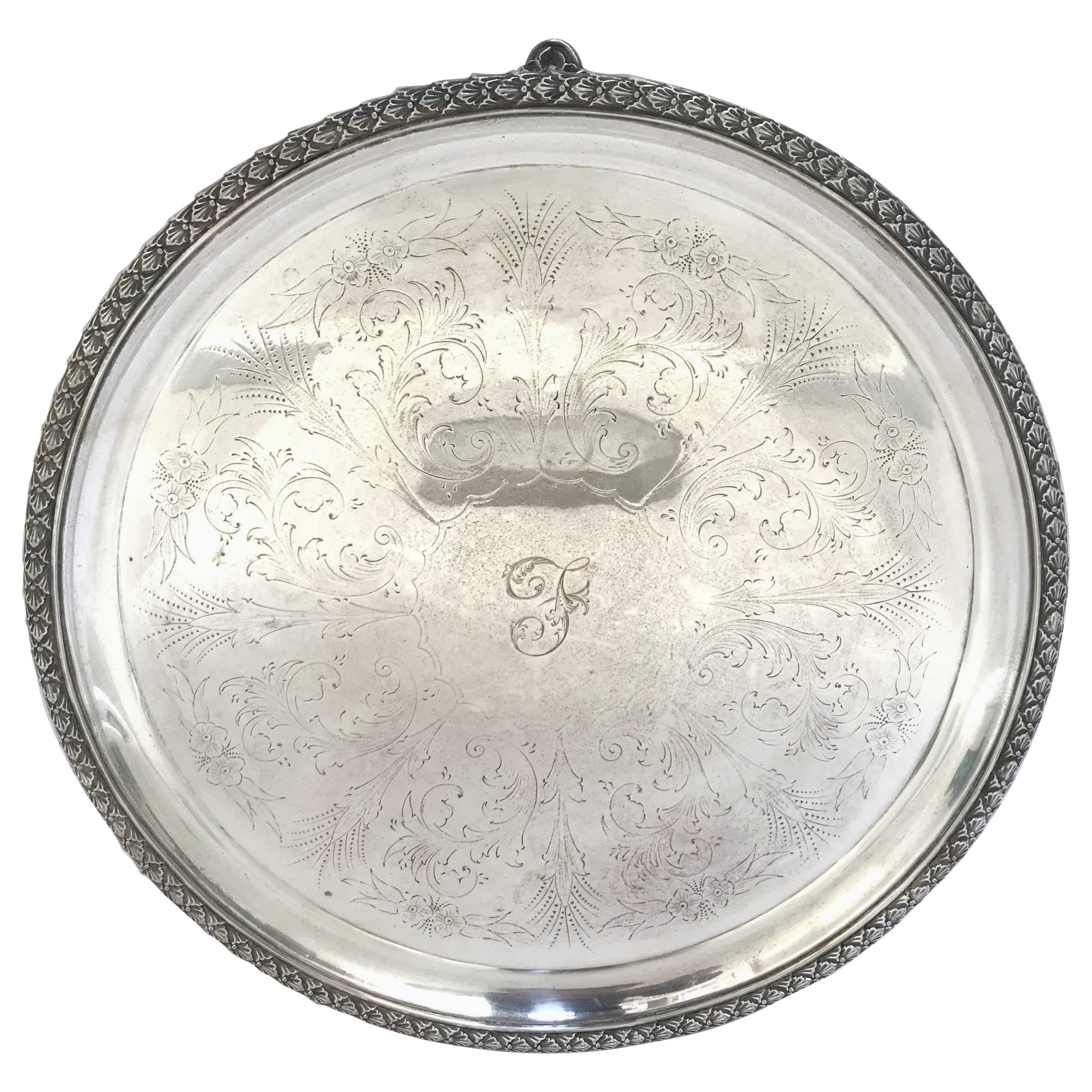 Antique Victorian Round Silver Platter by Mappin Brothers