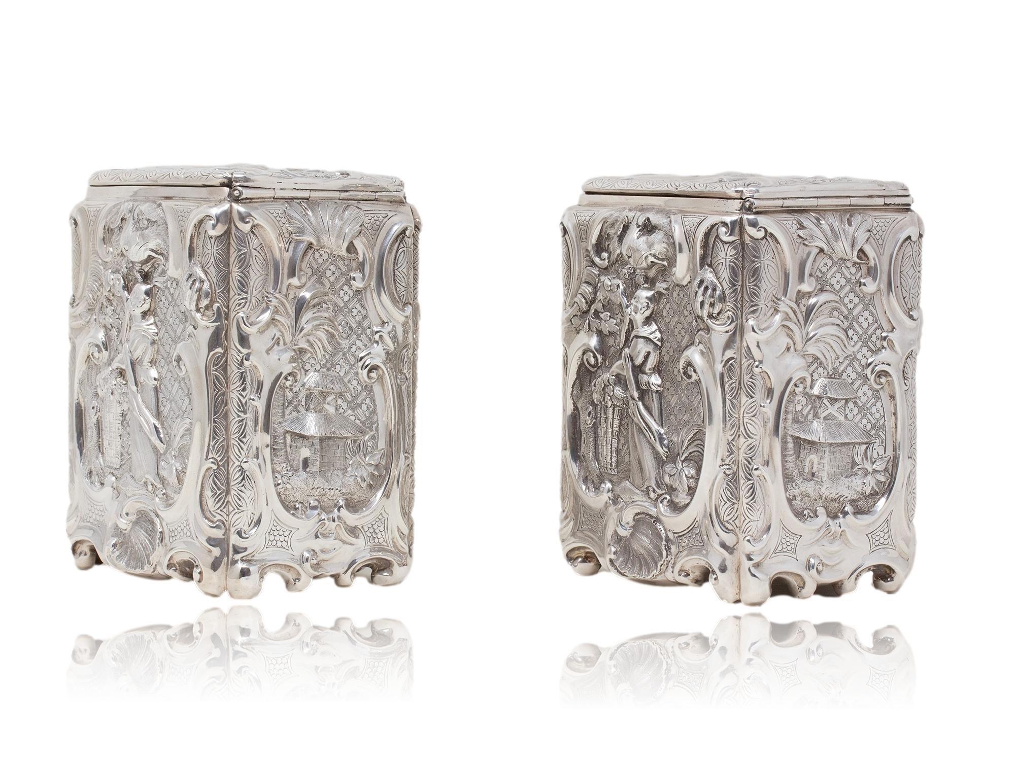 Antiguo Cofre de Té Victoriano de Premio Real de Carreras de Caballos con Cadenas de Té de Plata en venta 6