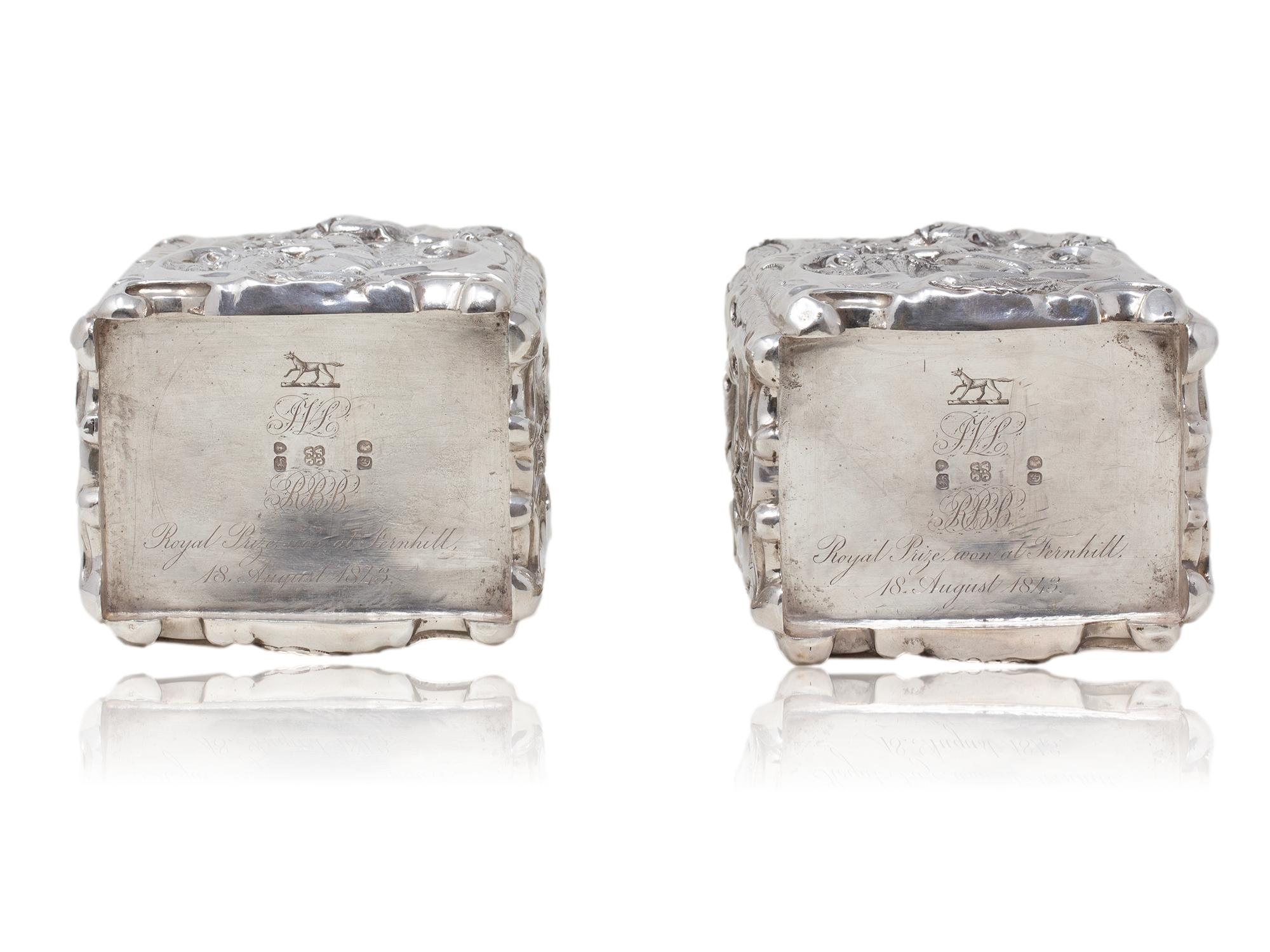 Antiguo Cofre de Té Victoriano de Premio Real de Carreras de Caballos con Cadenas de Té de Plata en venta 9