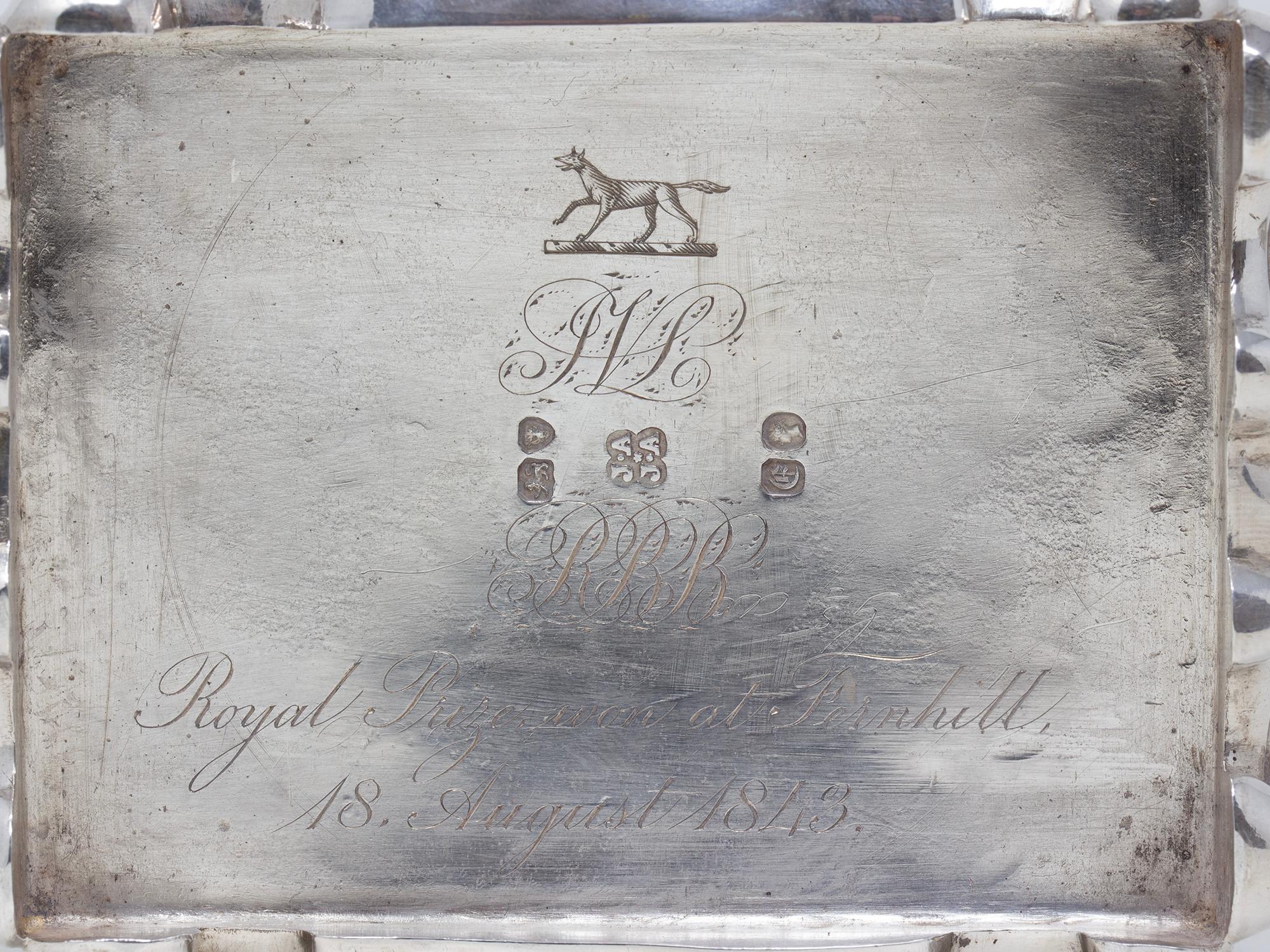 Antiguo Cofre de Té Victoriano de Premio Real de Carreras de Caballos con Cadenas de Té de Plata en venta 10