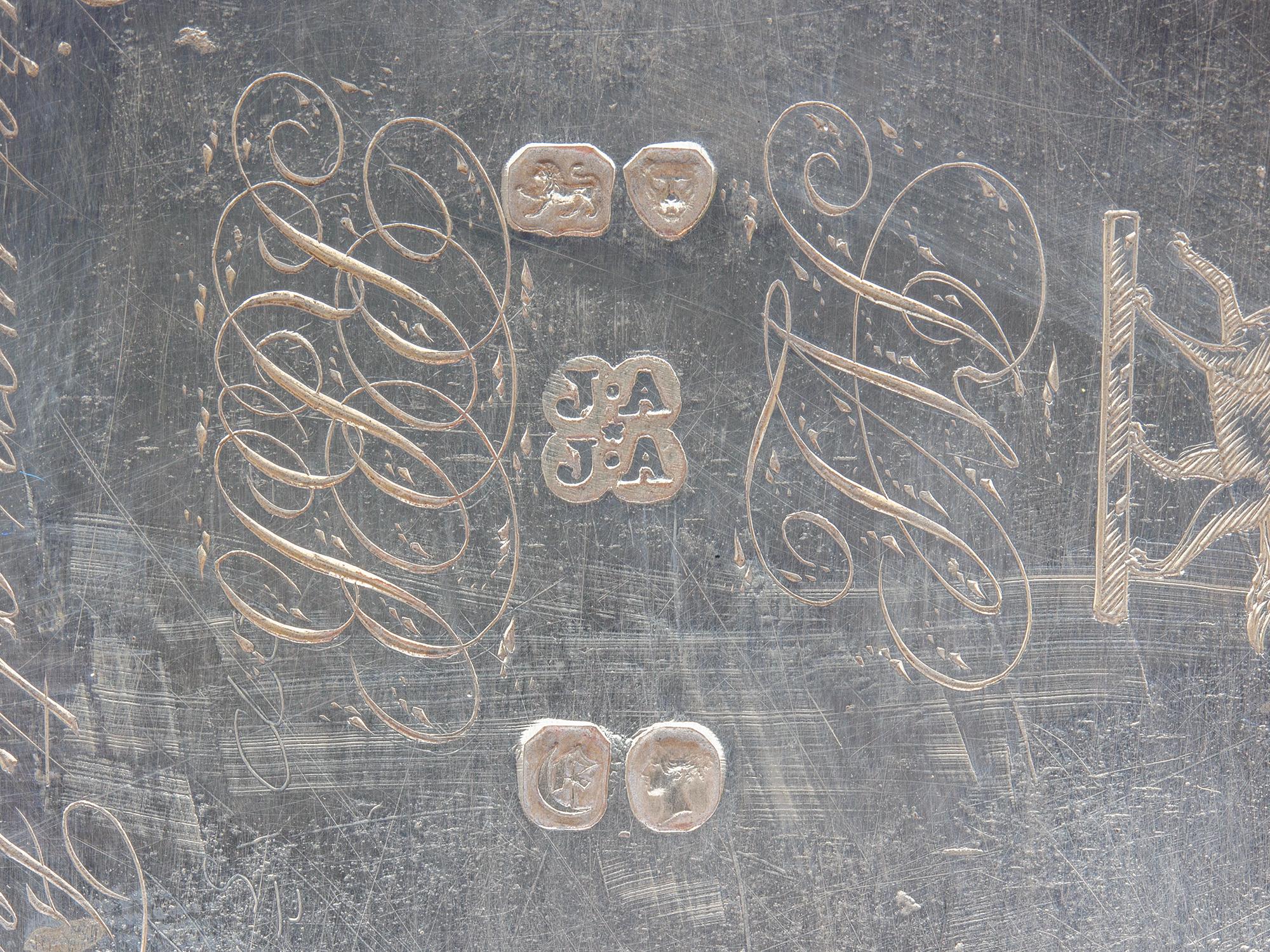 Antiguo Cofre de Té Victoriano de Premio Real de Carreras de Caballos con Cadenas de Té de Plata en venta 11