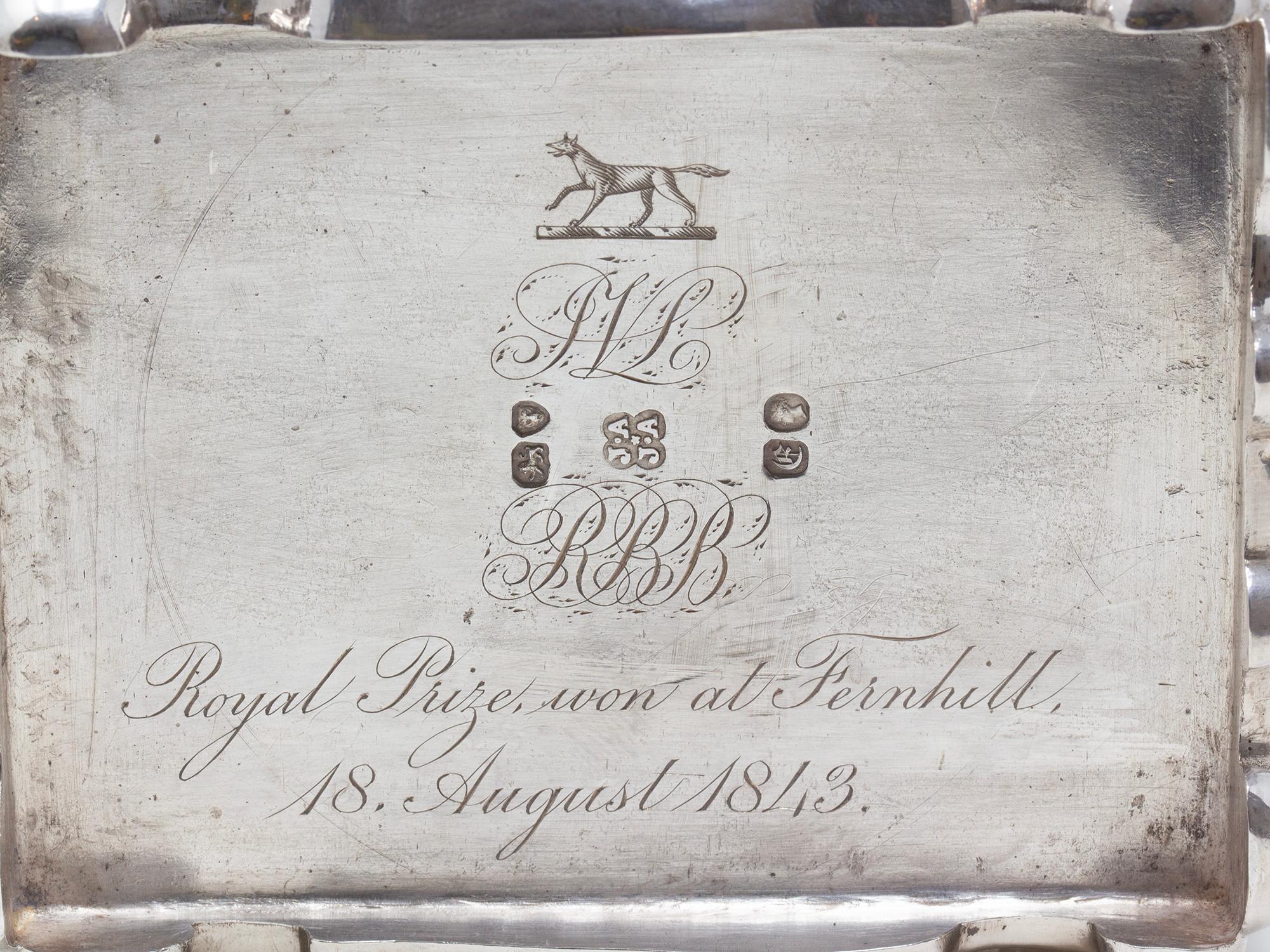 Antiguo Cofre de Té Victoriano de Premio Real de Carreras de Caballos con Cadenas de Té de Plata en venta 12