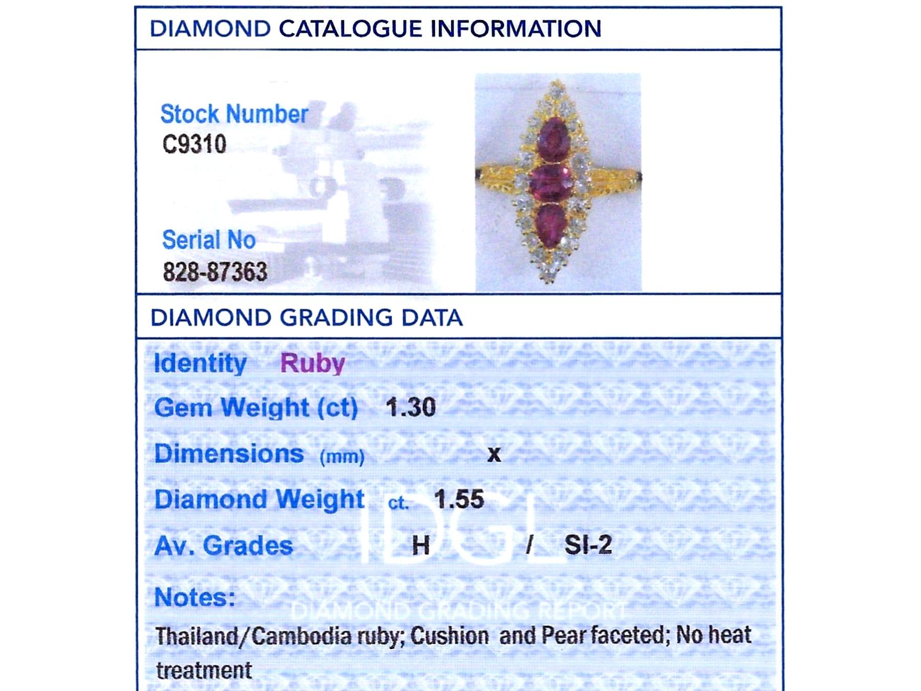 Antique Victorian Ruby and Diamond Cocktail Ring in 18k Yellow Gold For Sale 7