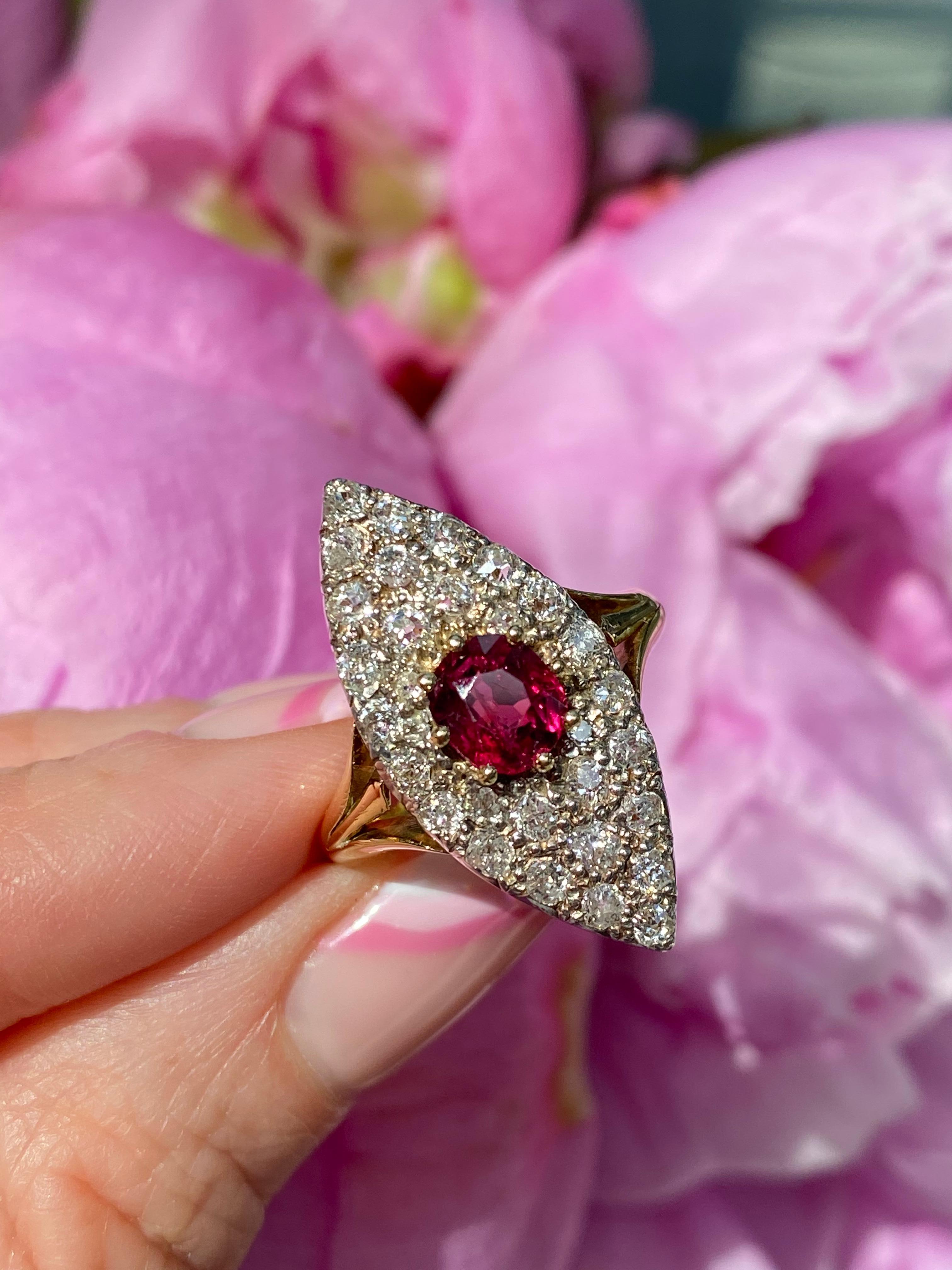 antique navette diamond ring