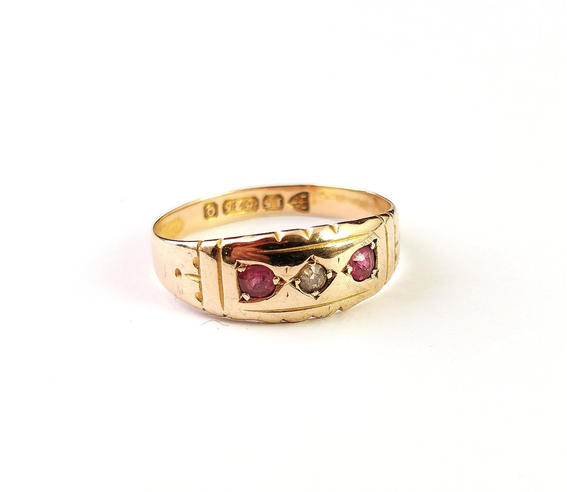 Antique Victorian Ruby and Diamond Ring, 15k Yellow Gold 6