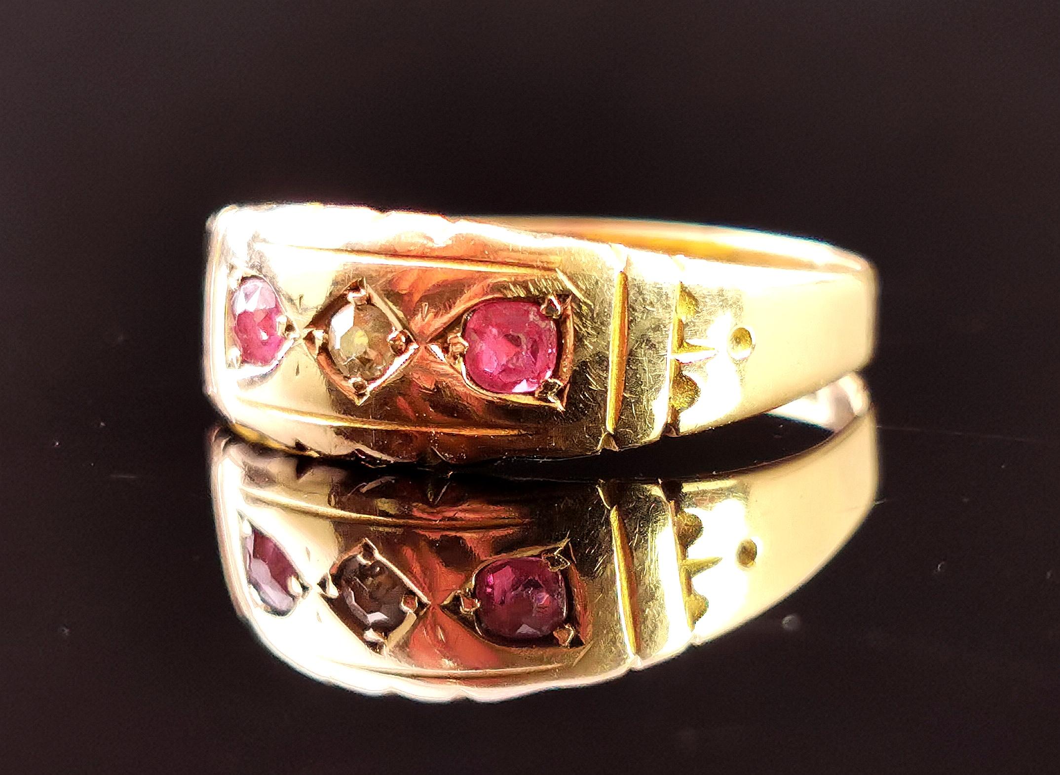 Antique Victorian Ruby and Diamond Ring, 15k Yellow Gold 1