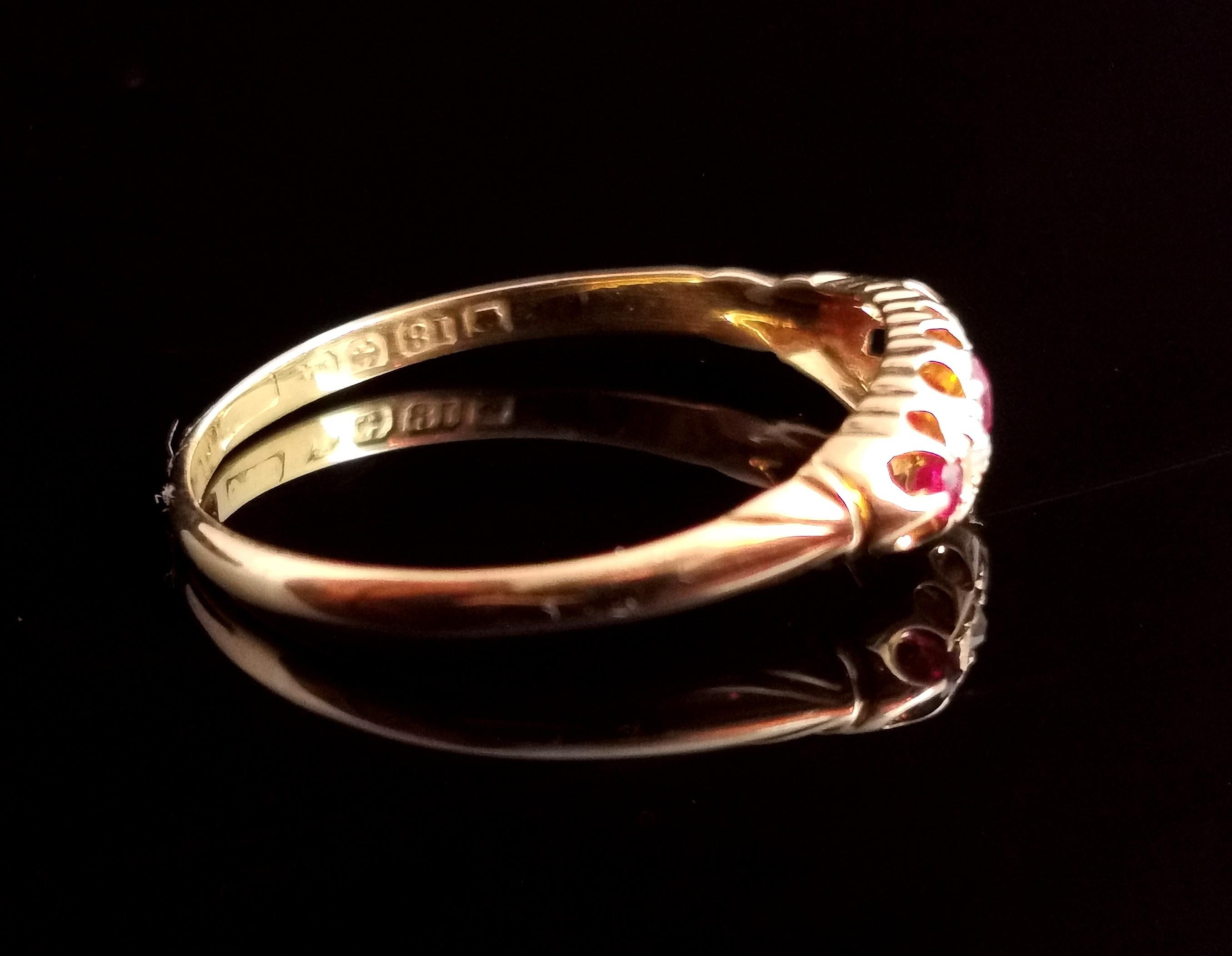 Antique Victorian Ruby and Diamond Ring, 18 Karat Yellow Gold For Sale ...