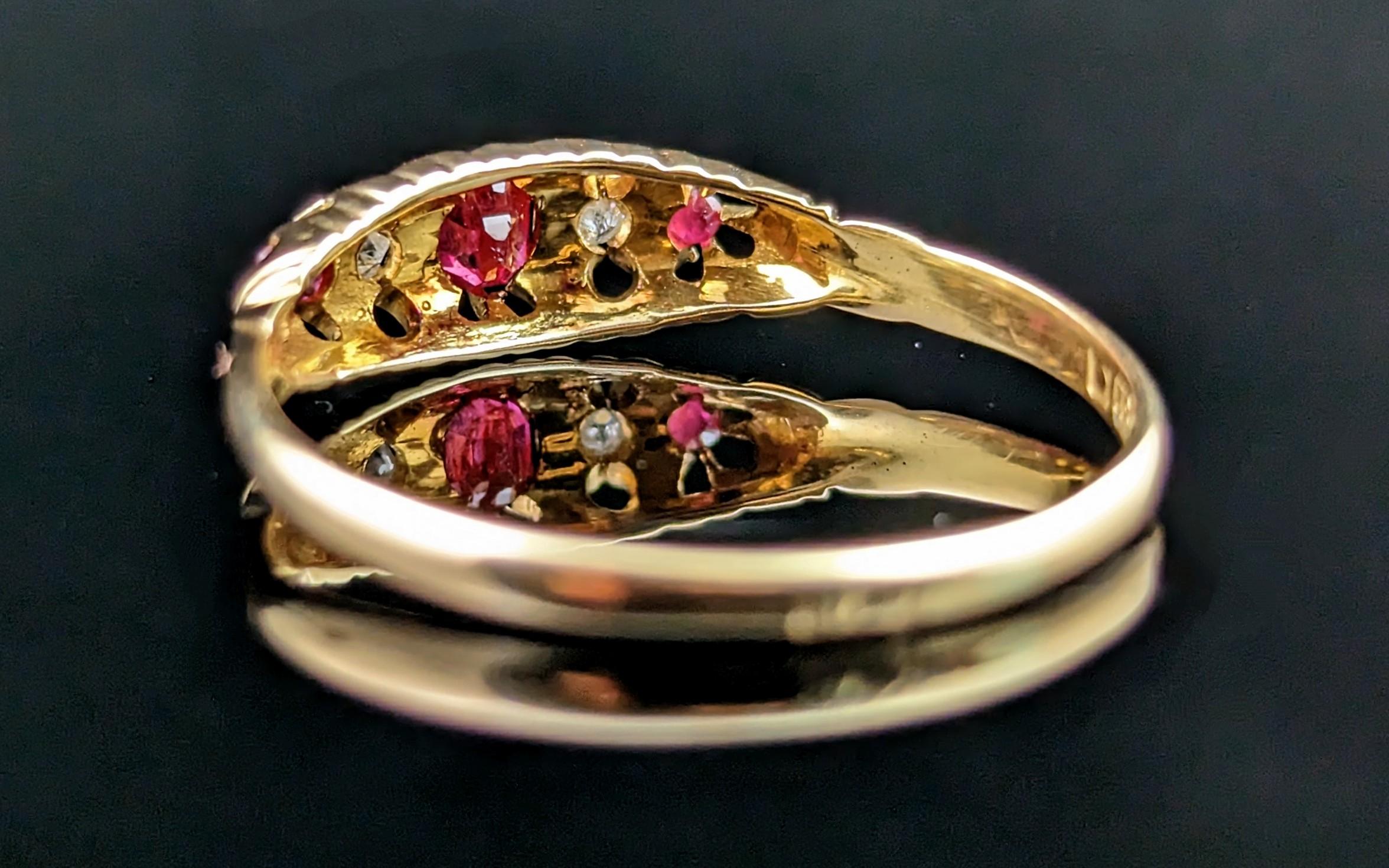 Antique Victorian Ruby and Diamond Ring, 18 Karat Yellow Gold 1