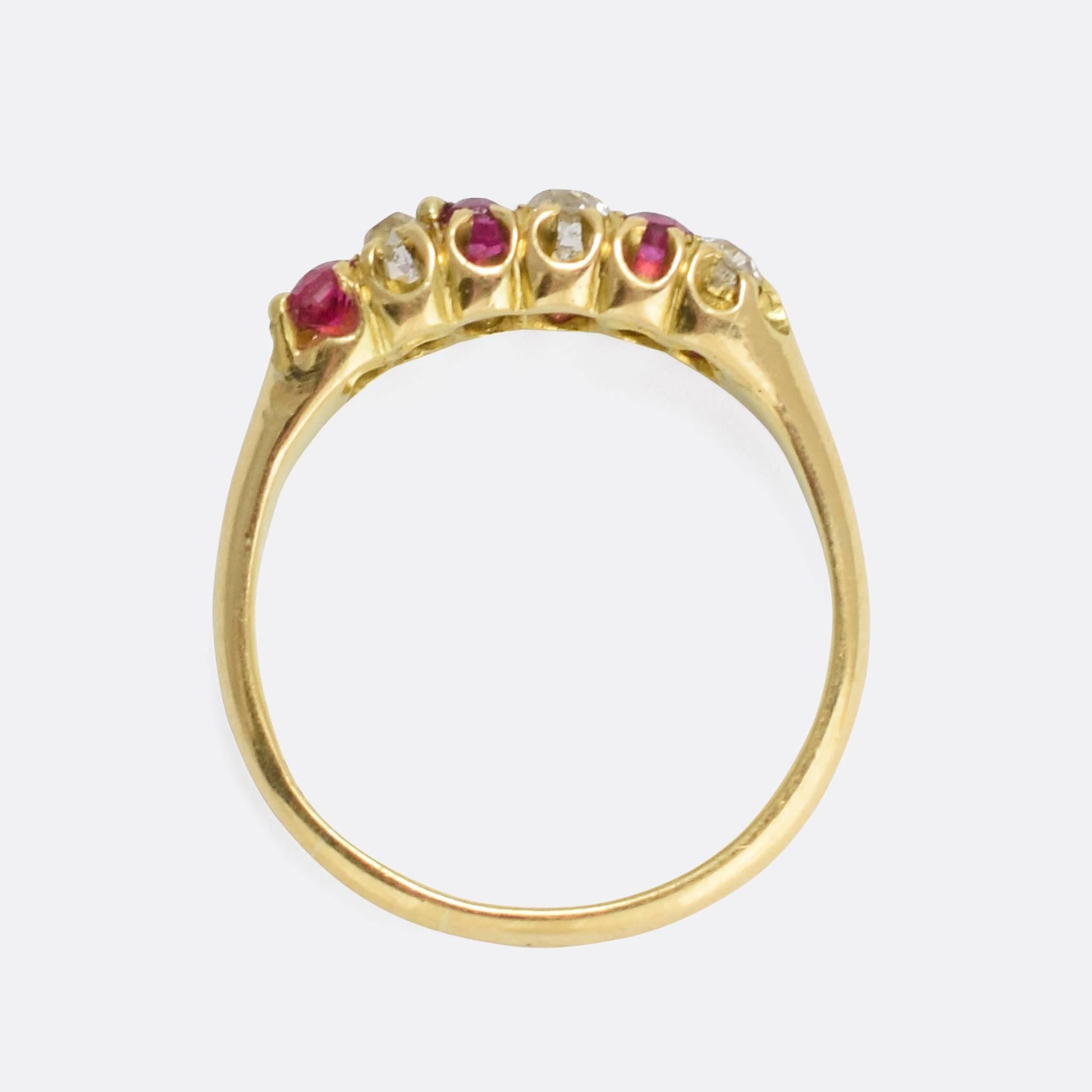 Women's Antique Victorian Ruby Diamond Chequerboard Ring