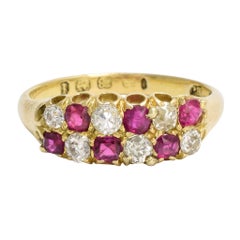Antique Victorian Ruby Diamond Chequerboard Ring