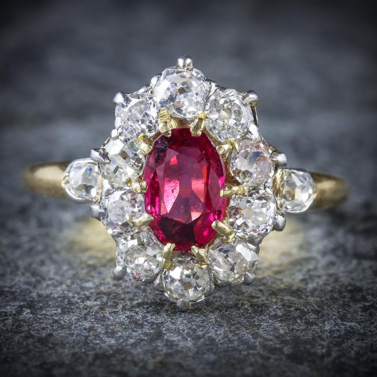 Antique Victorian Ruby Diamond Platinum 18 Carat Gold circa 1900