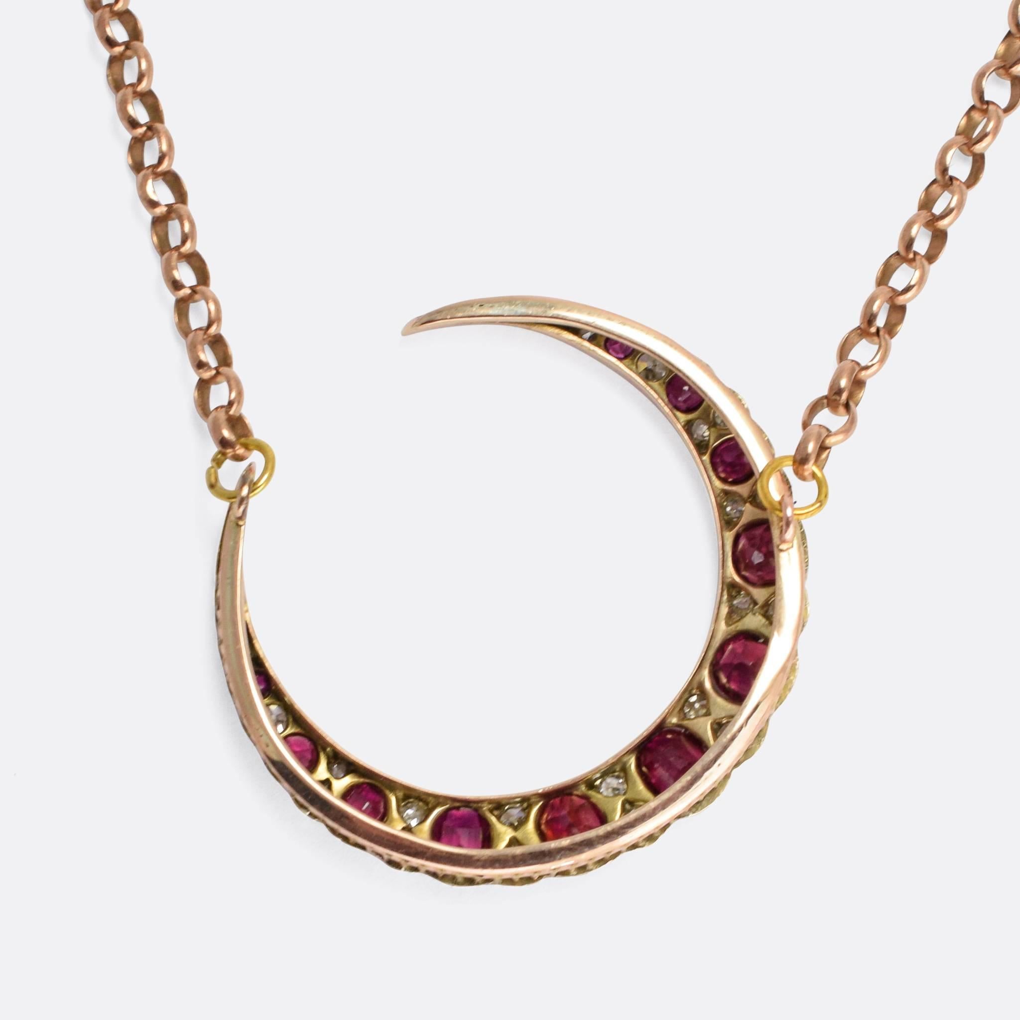 victorian crescent moon necklace