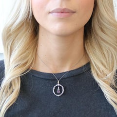 Antique Victorian Ruby Diamond Pearl Platinum 18k Pendant Necklace circa 1800s