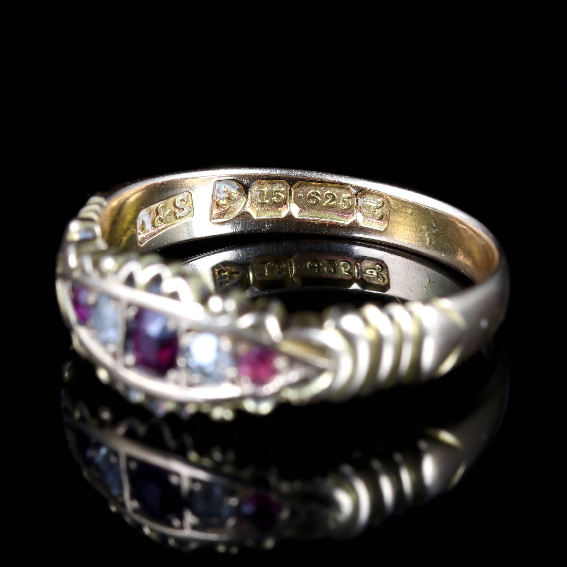 Antique Victorian Ruby Diamond Ring 15 Carat Gold, circa 1901 In Excellent Condition In Lancaster, Lancashire