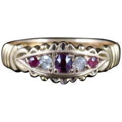 Antique Victorian Ruby Diamond Ring 15 Carat Gold, circa 1901
