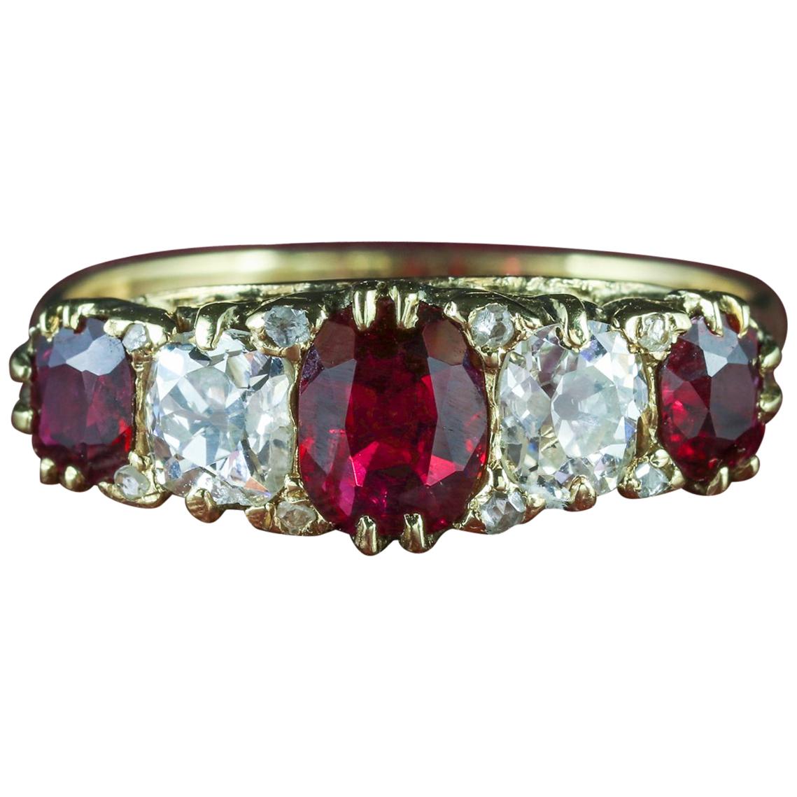 Antique Victorian Ruby Diamond Ring 18 Carat Gold, circa 1900