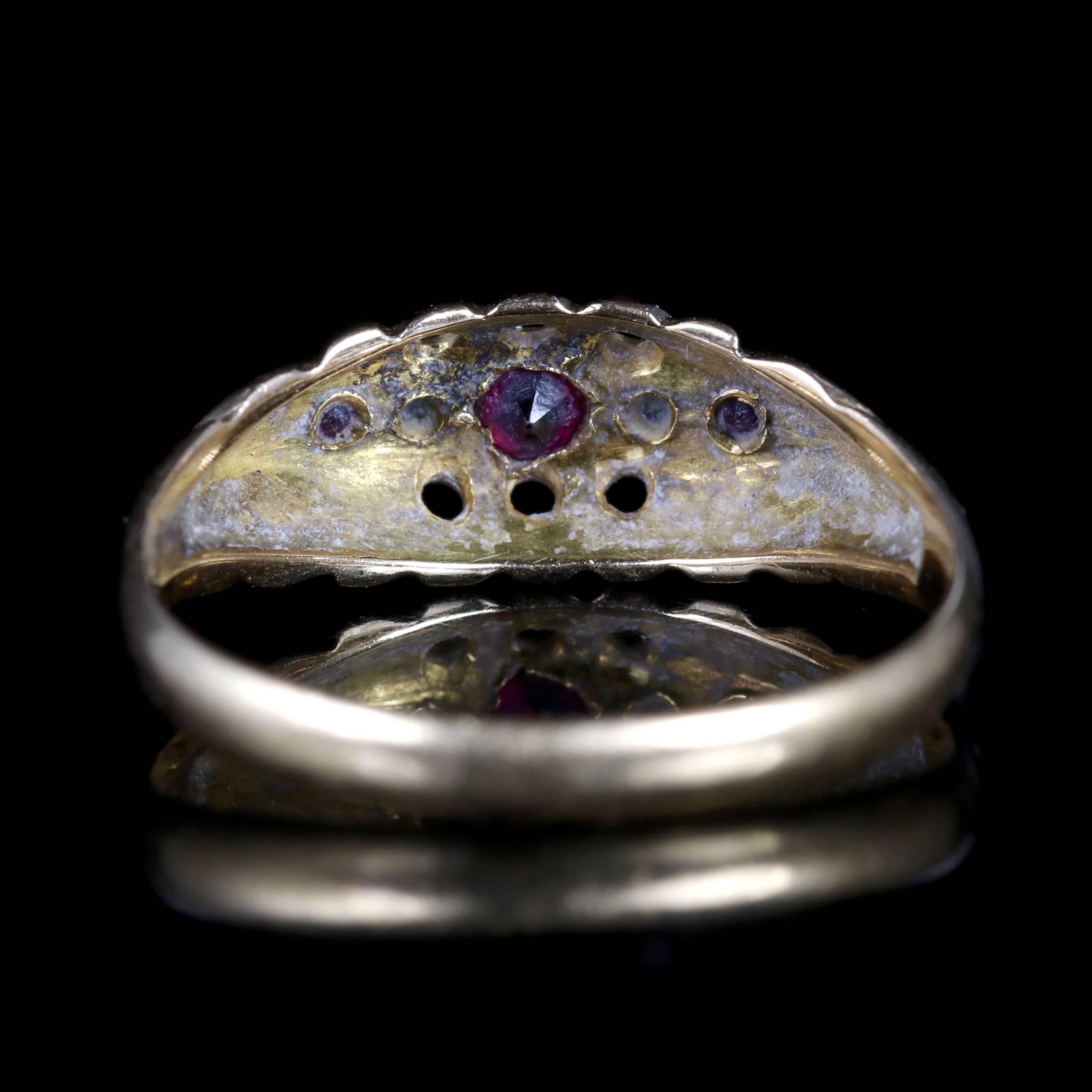 Antique Victorian Ruby Diamond Ring Dated 1892 In Excellent Condition In Lancaster, Lancashire