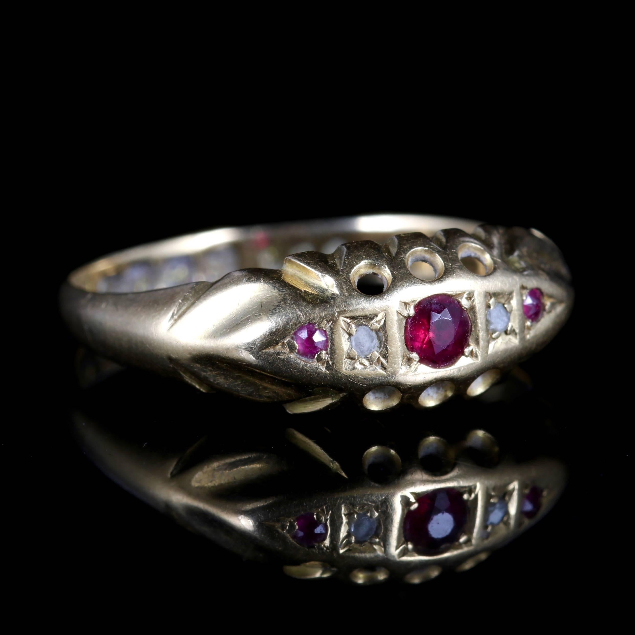 Women's Antique Victorian Ruby Diamond Ring Dated 1892