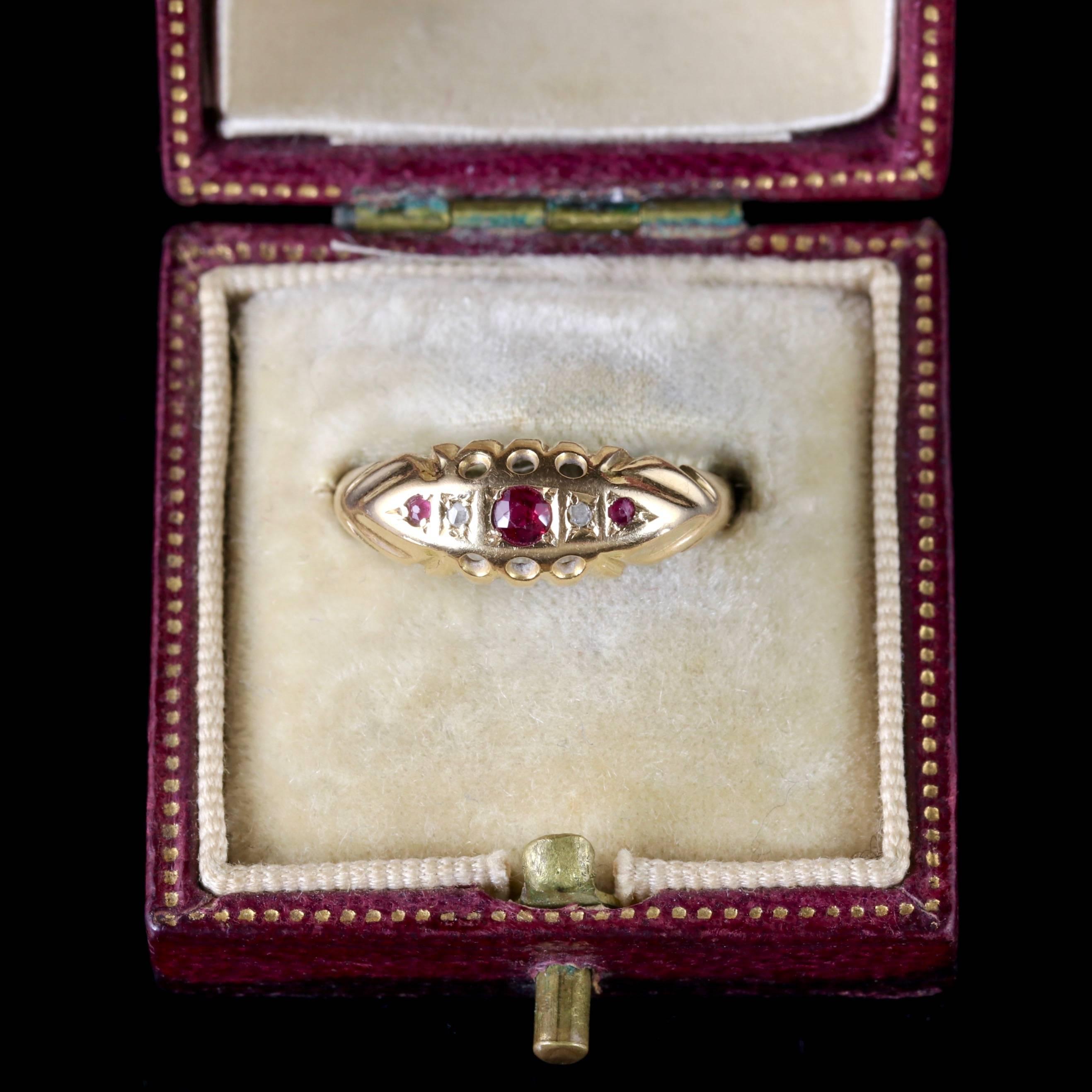 Antique Victorian Ruby Diamond Ring Dated 1892 2