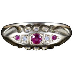 Antique Victorian Ruby Diamond Ring Dated 1892