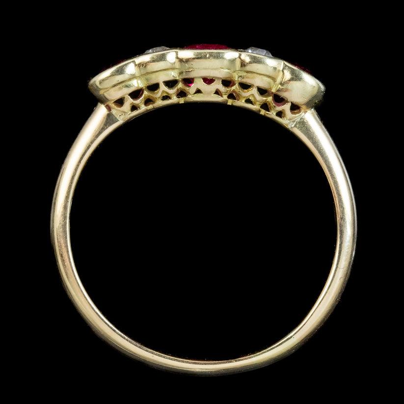 Women's Antique Victorian Ruby Diamond Ring in 0.85ct Ruby For Sale