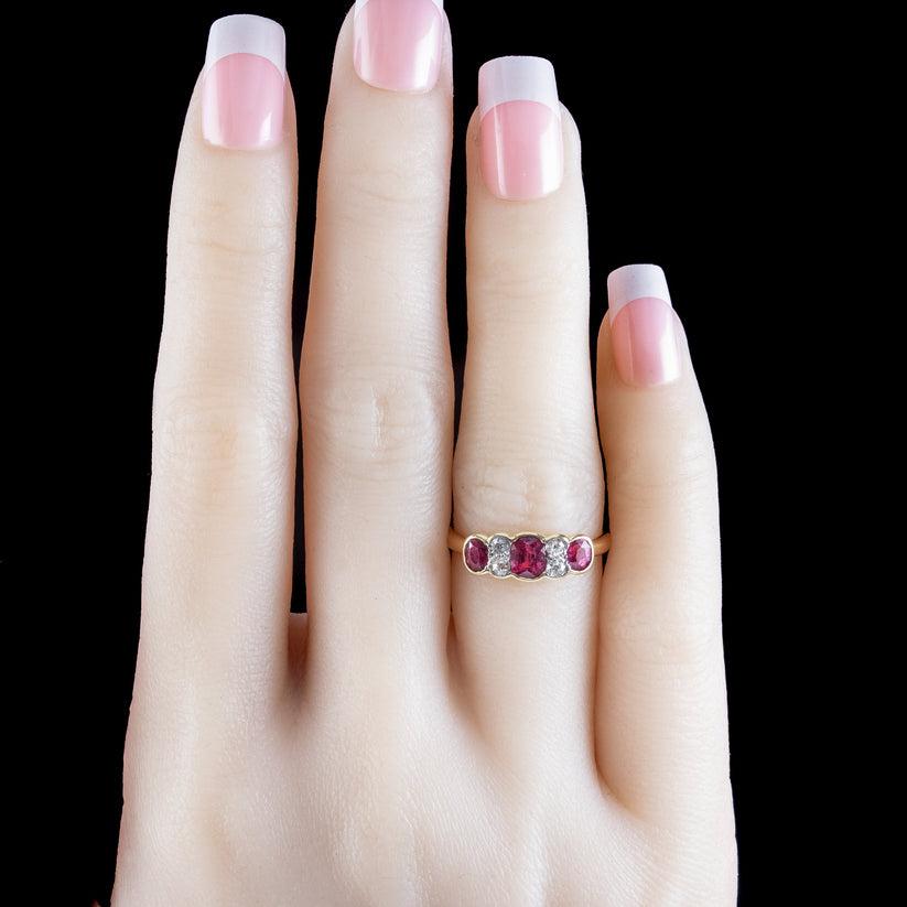 Antique Victorian Ruby Diamond Ring in 0.85ct Ruby For Sale 2