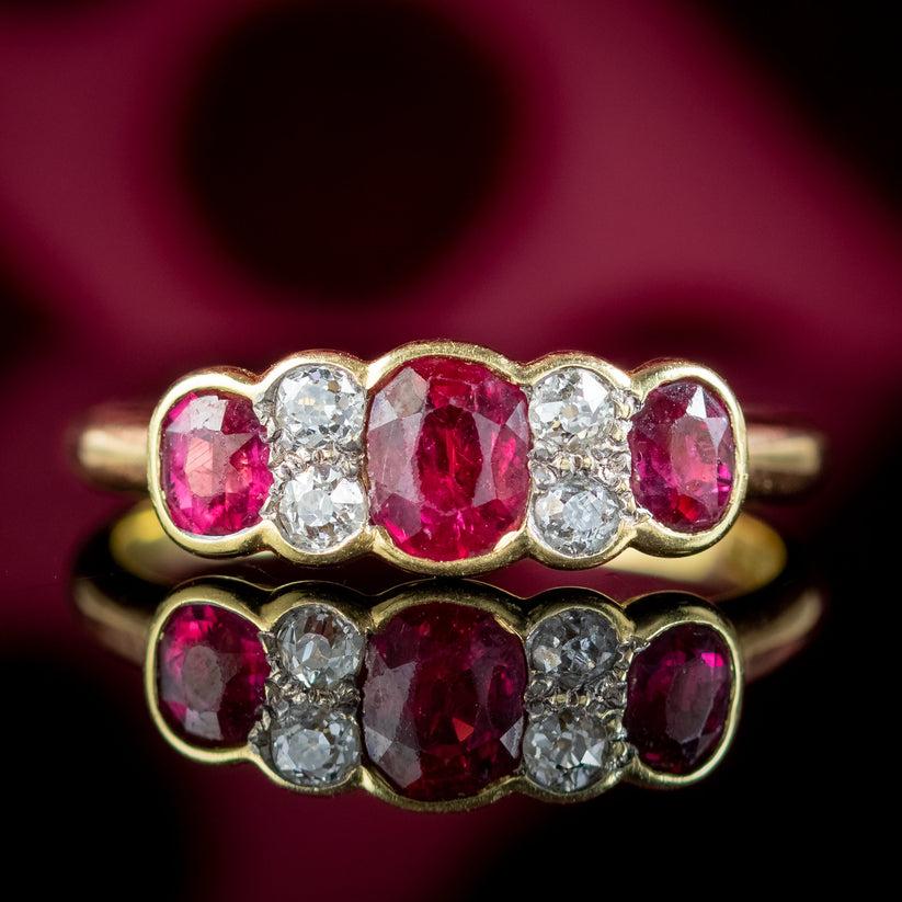 Antique Victorian Ruby Diamond Ring in 0.85ct Ruby For Sale 3
