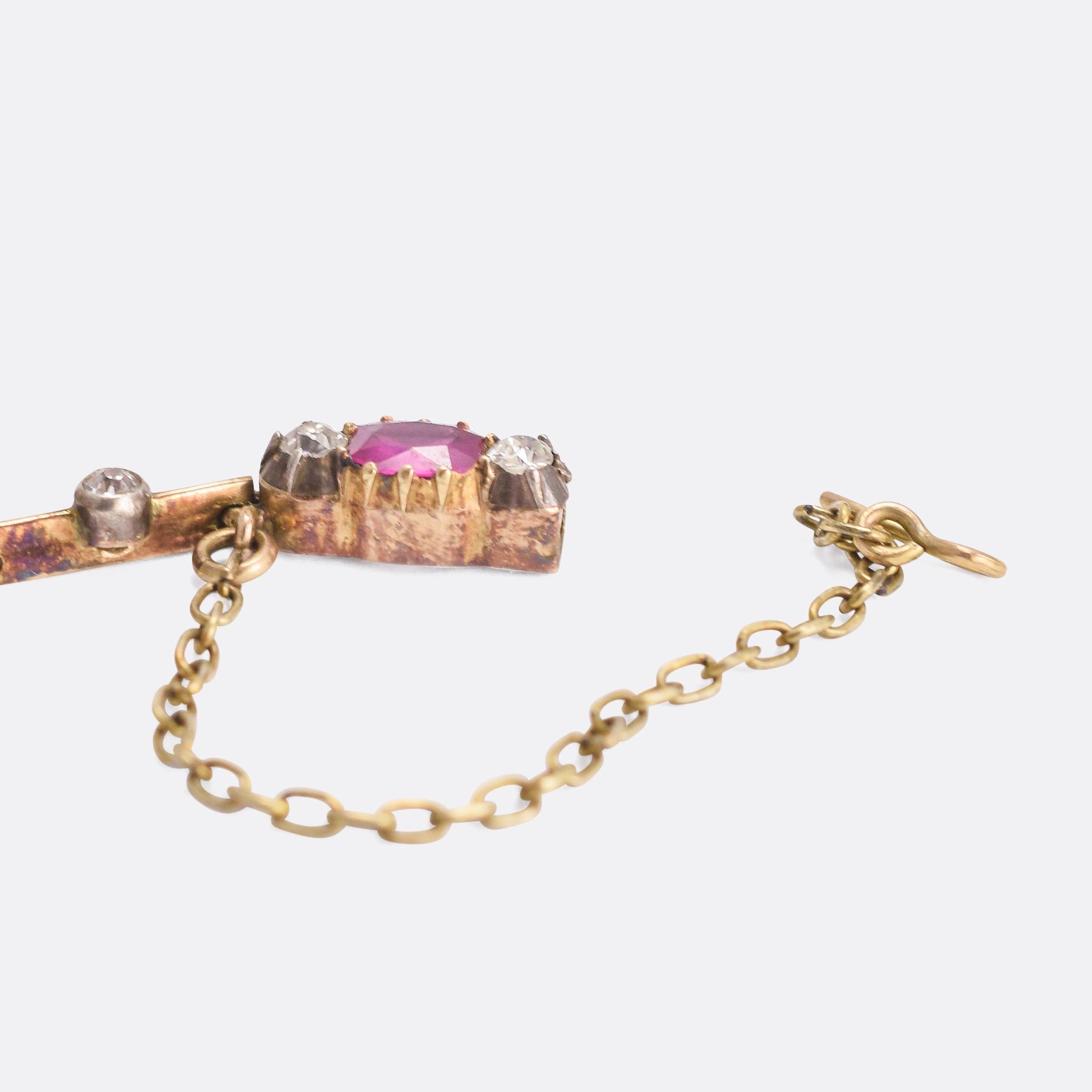 Antique Victorian Ruby Diamond Rococo Revival Necklace 2