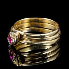 Antique Victorian Ruby Diamond Snake Ring, circa 1900
